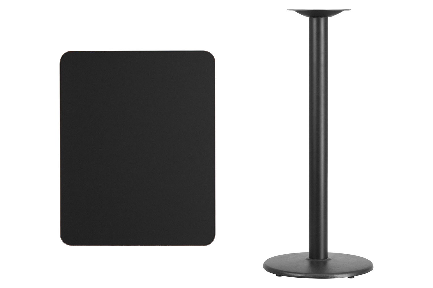 BLNK Rectangular Bar Height Table with 18'' Round Base - Black, 24"W x 30"L