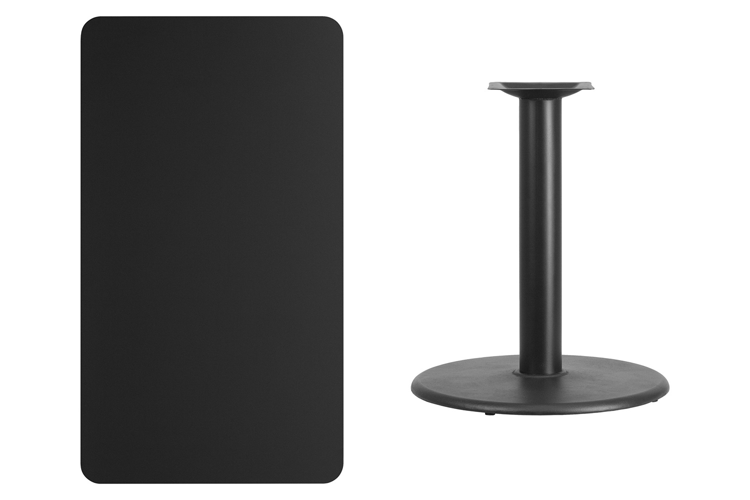 BLNK™ Rectangular Table with 24'' Round Base - Black, 24"W x 42"L