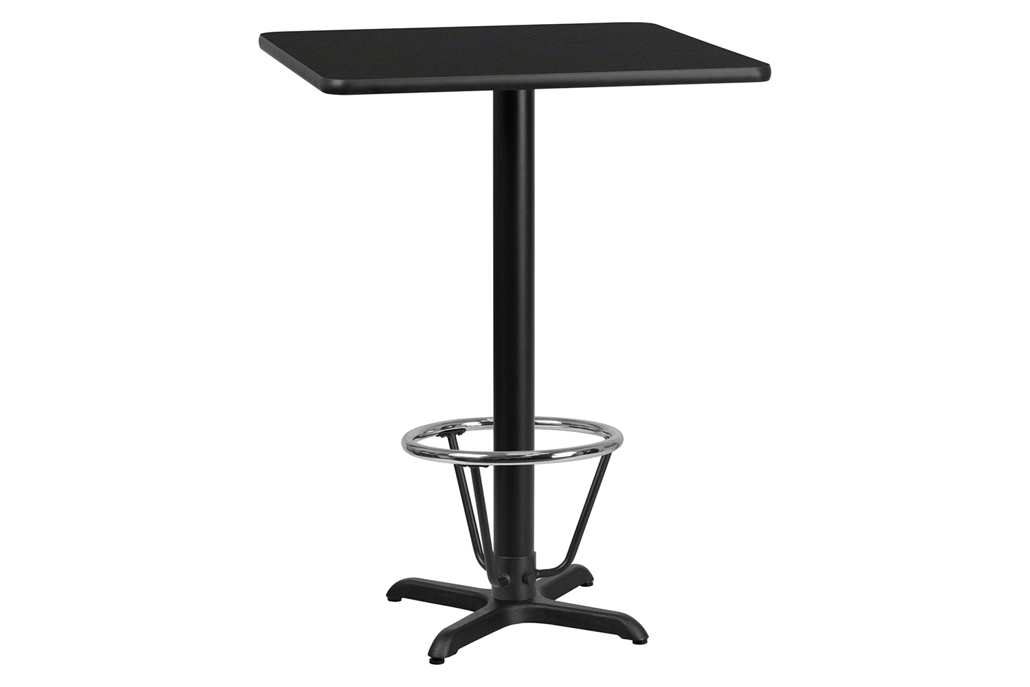 BLNK Square Bar Height Table with 22'' x 22'' Base - Black, 30"W, with Foot Ring