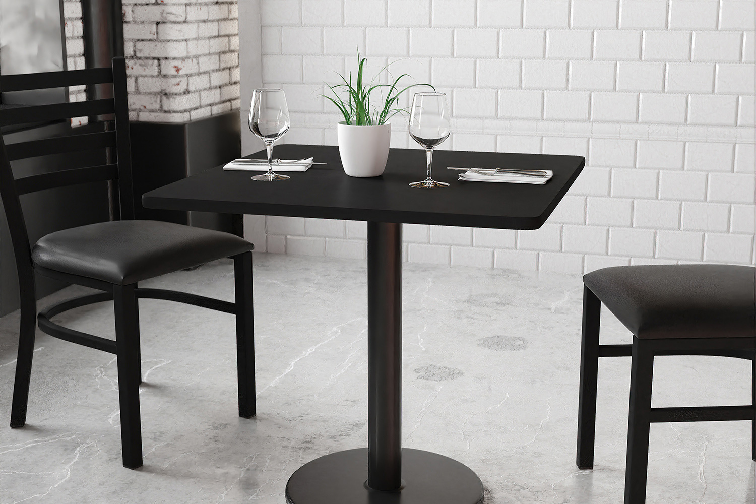 BLNK Square Table with 18'' Round Base