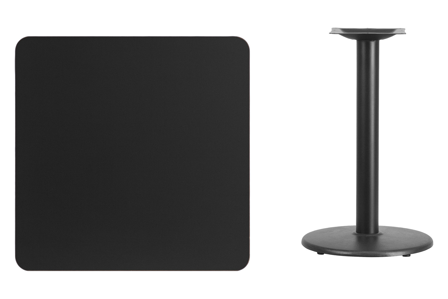 BLNK Square Table with 18'' Round Base - Black, 30"W