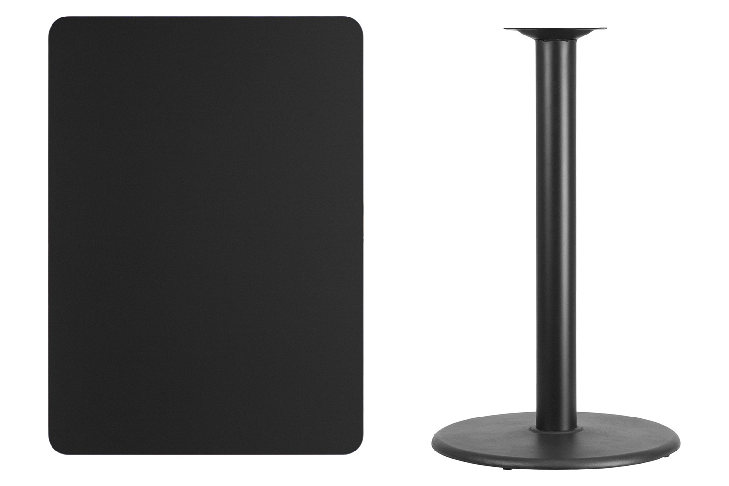 BLNK Rectangular Bar Height Table with 24'' Round Base - Black, 30"W x 42"L