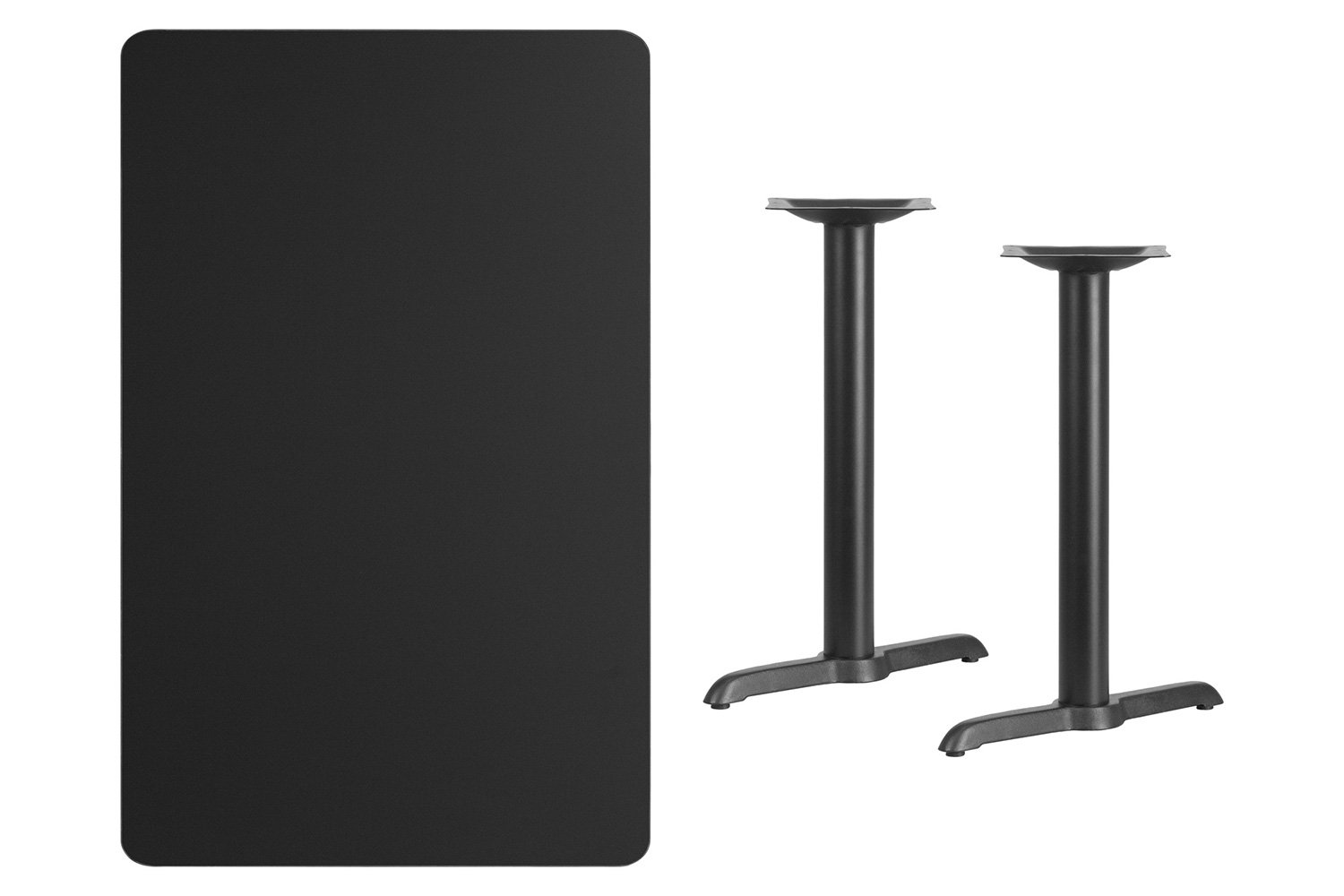 BLNK™ Rectangular Table with 5'' x 22'' Bases - Black, 30"W x 48"L