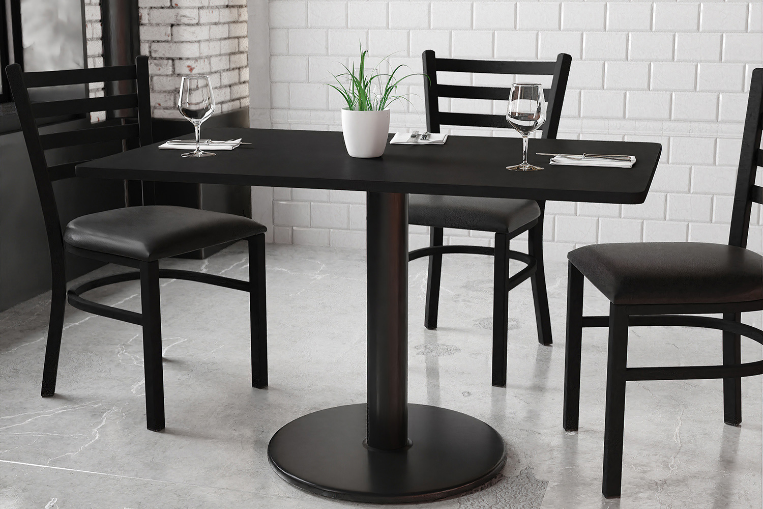 BLNK Rectangular Table with 24'' Round Base