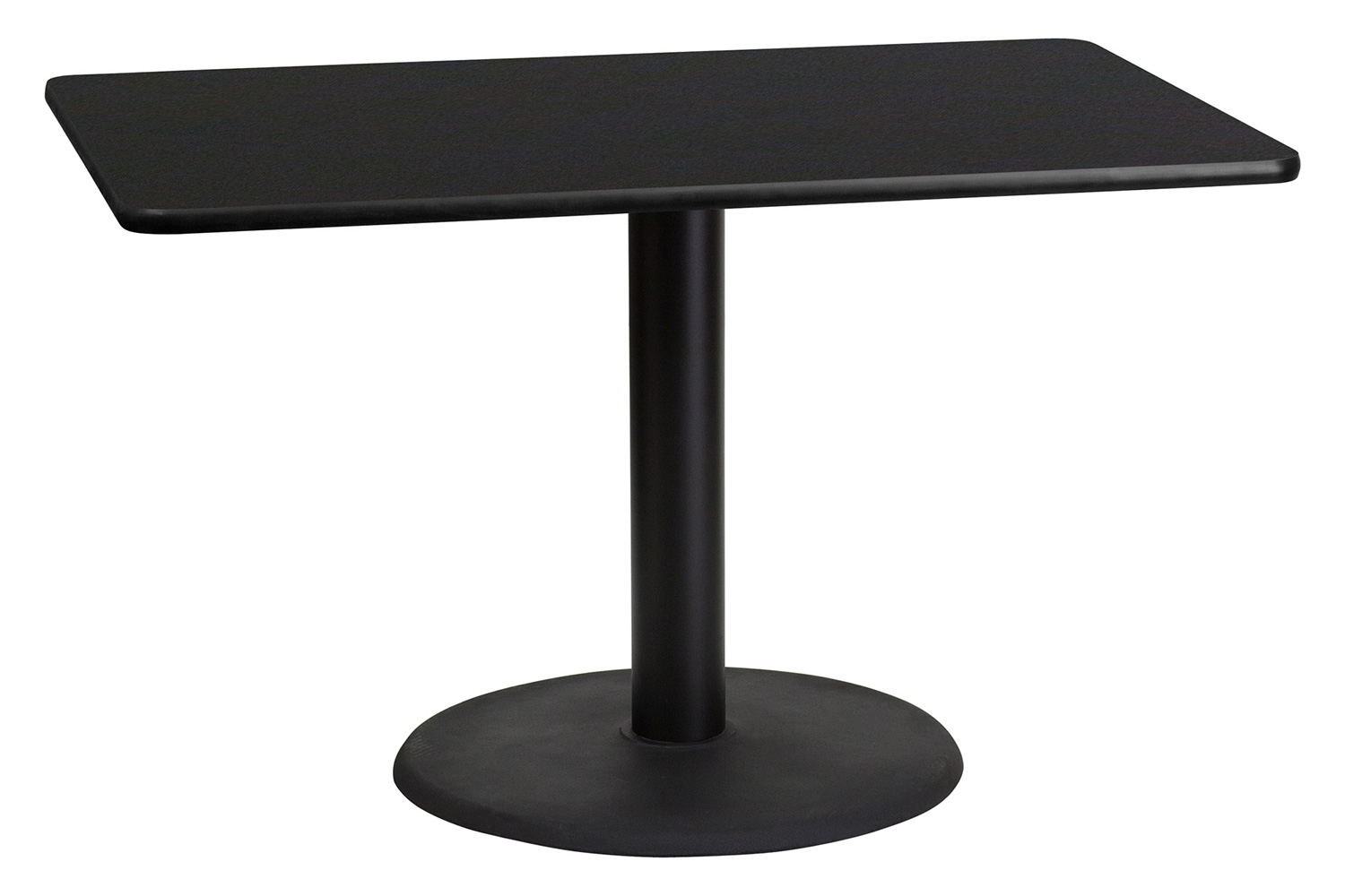 BLNK Rectangular Table with 24'' Round Base - Black, 30"W x 48"L