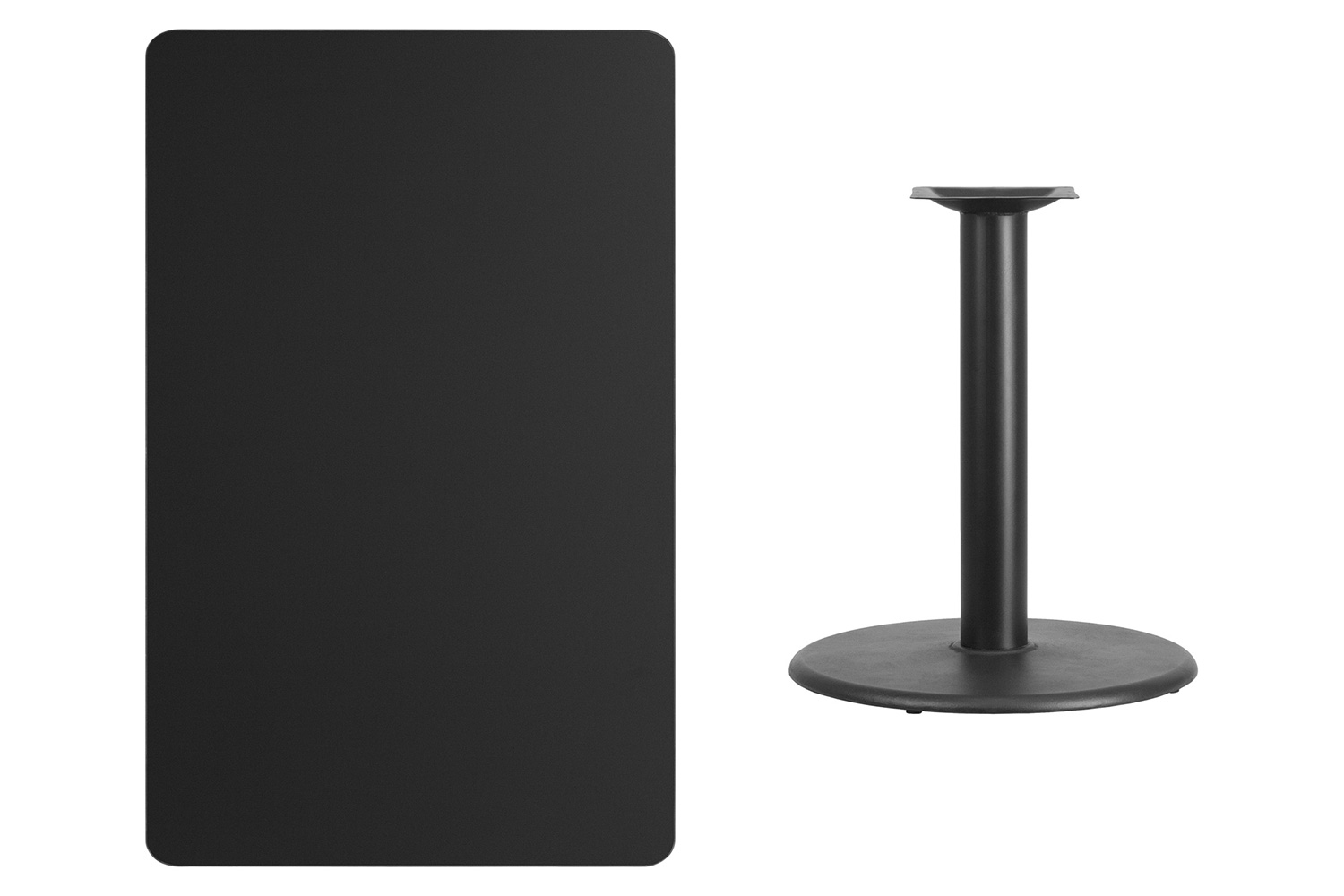 BLNK Rectangular Table with 24'' Round Base - Black, 30"W x 48"L