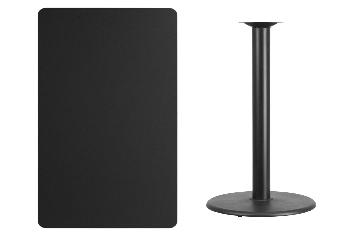 BLNK Rectangular Bar Height Table with 24'' Round Base - Black, 30"W x 48"L