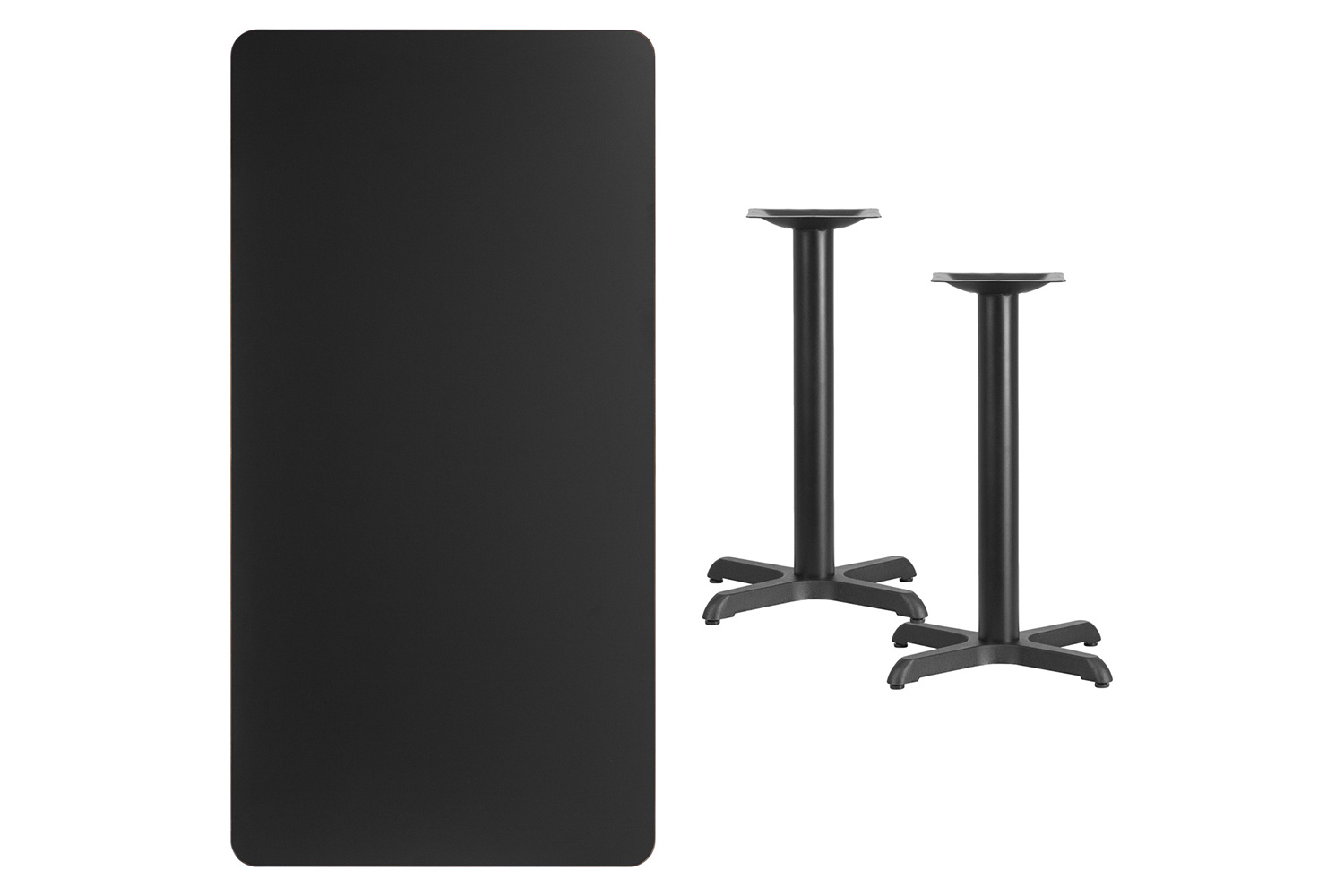 BLNK™ Rectangular Table with 22'' x 22'' Bases - Black, 30"W x 60"L