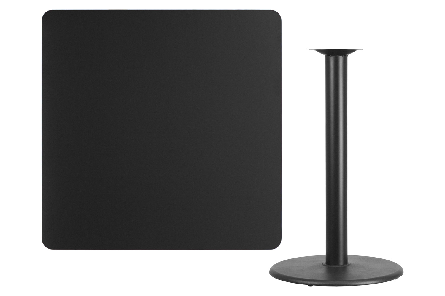 BLNK Square Bar Height Table with 24'' Round Base - Black, 42"W