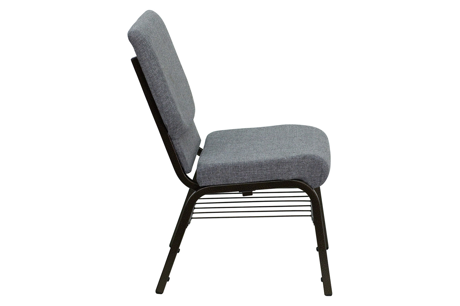 BLNK™ HERCULES Series Fabric Church Chair with Book Rack and Gold Vein Frame - Gray