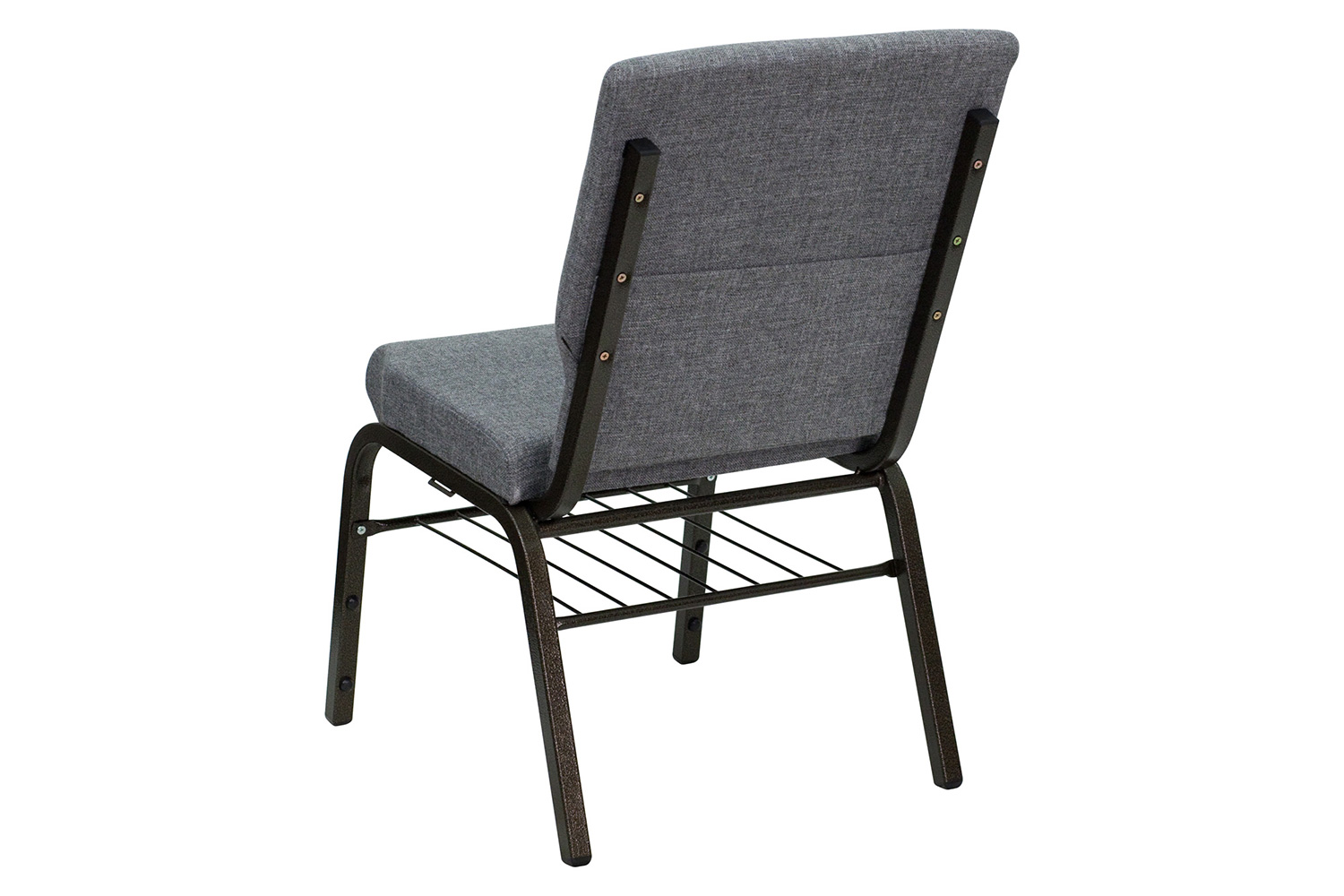 BLNK™ HERCULES Series Fabric Church Chair with Book Rack and Gold Vein Frame - Gray