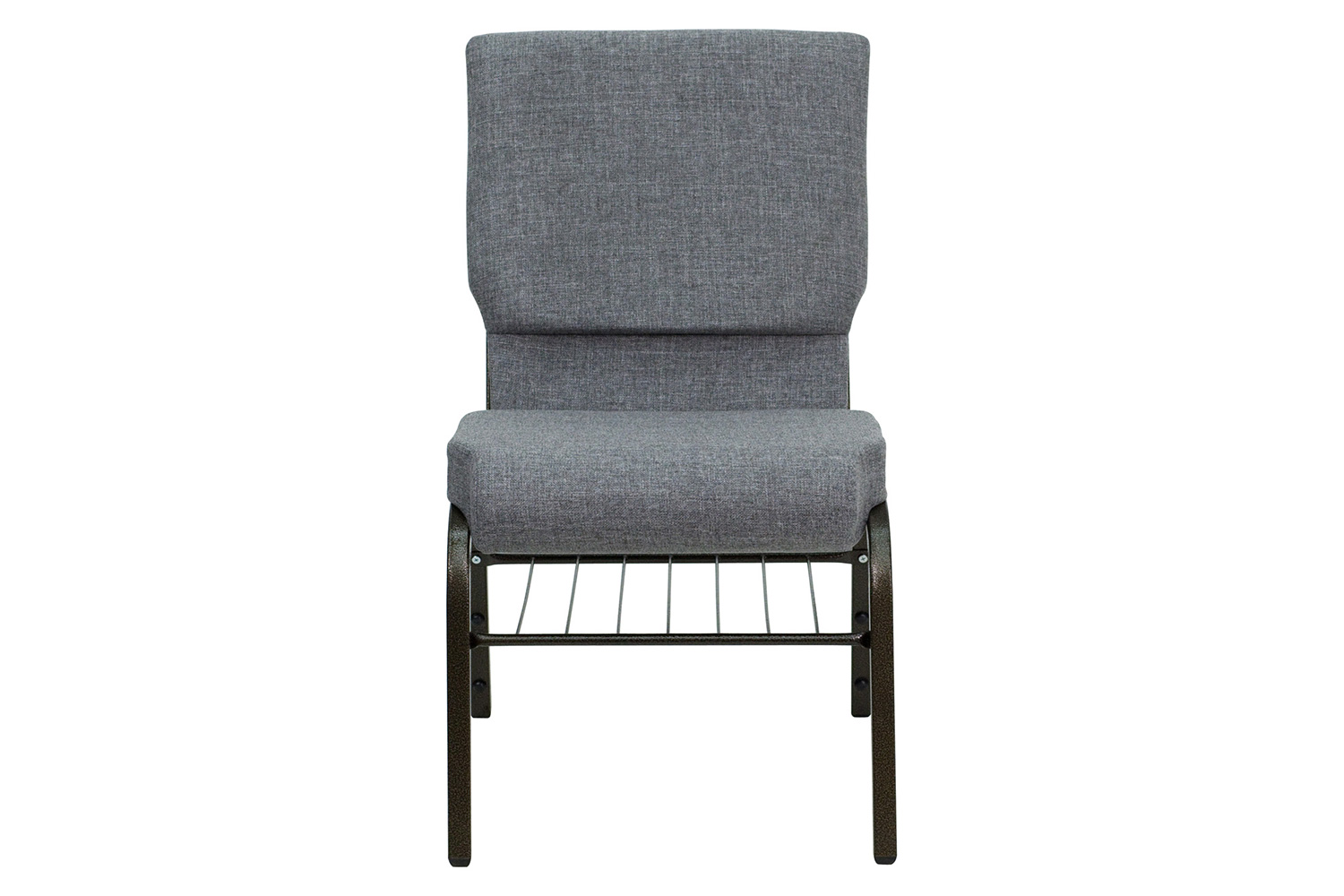 BLNK™ HERCULES Series Fabric Church Chair with Book Rack and Gold Vein Frame - Gray