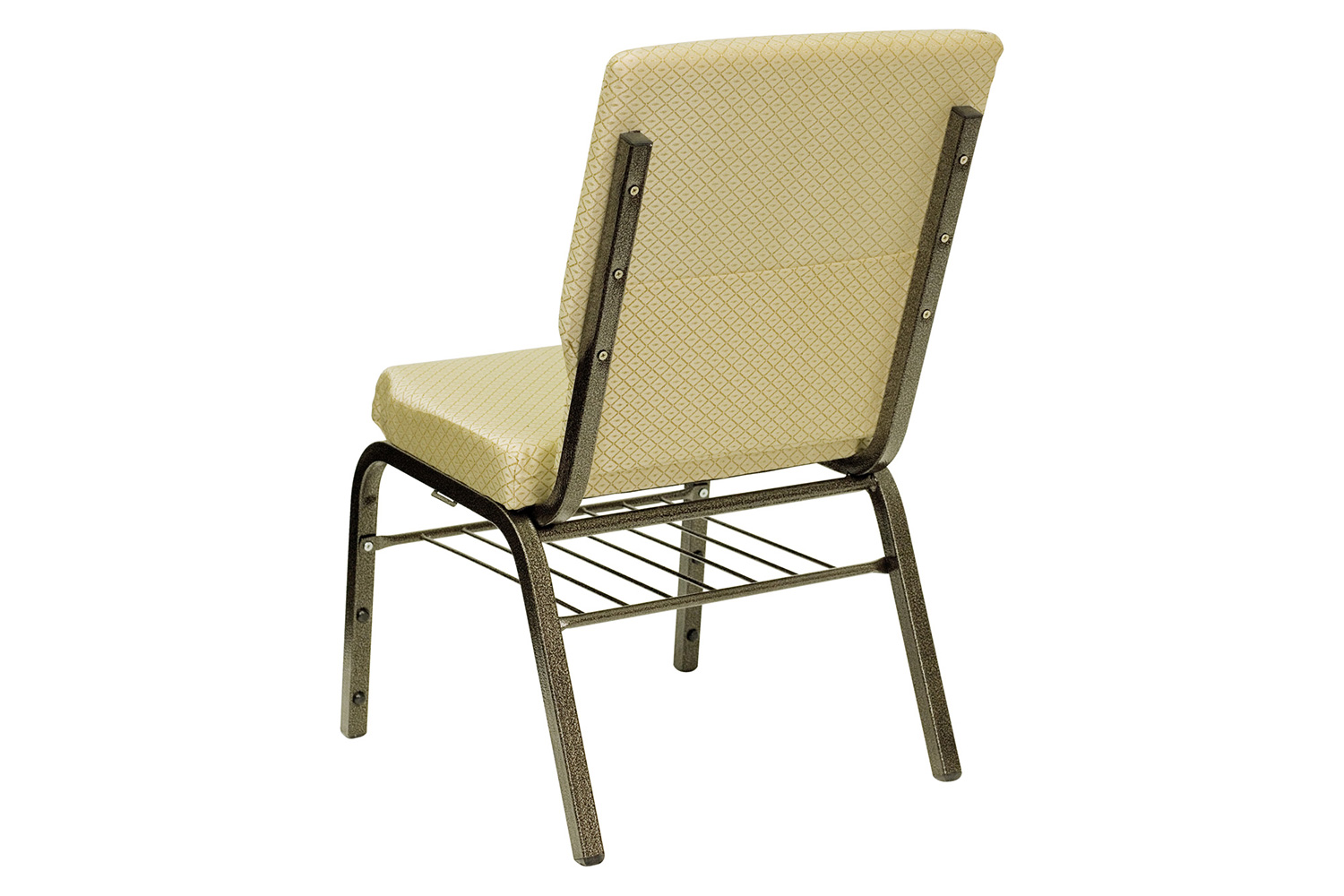 BLNK™ HERCULES Series Fabric Church Chair with Book Rack and Gold Vein Frame - Beige Patterned