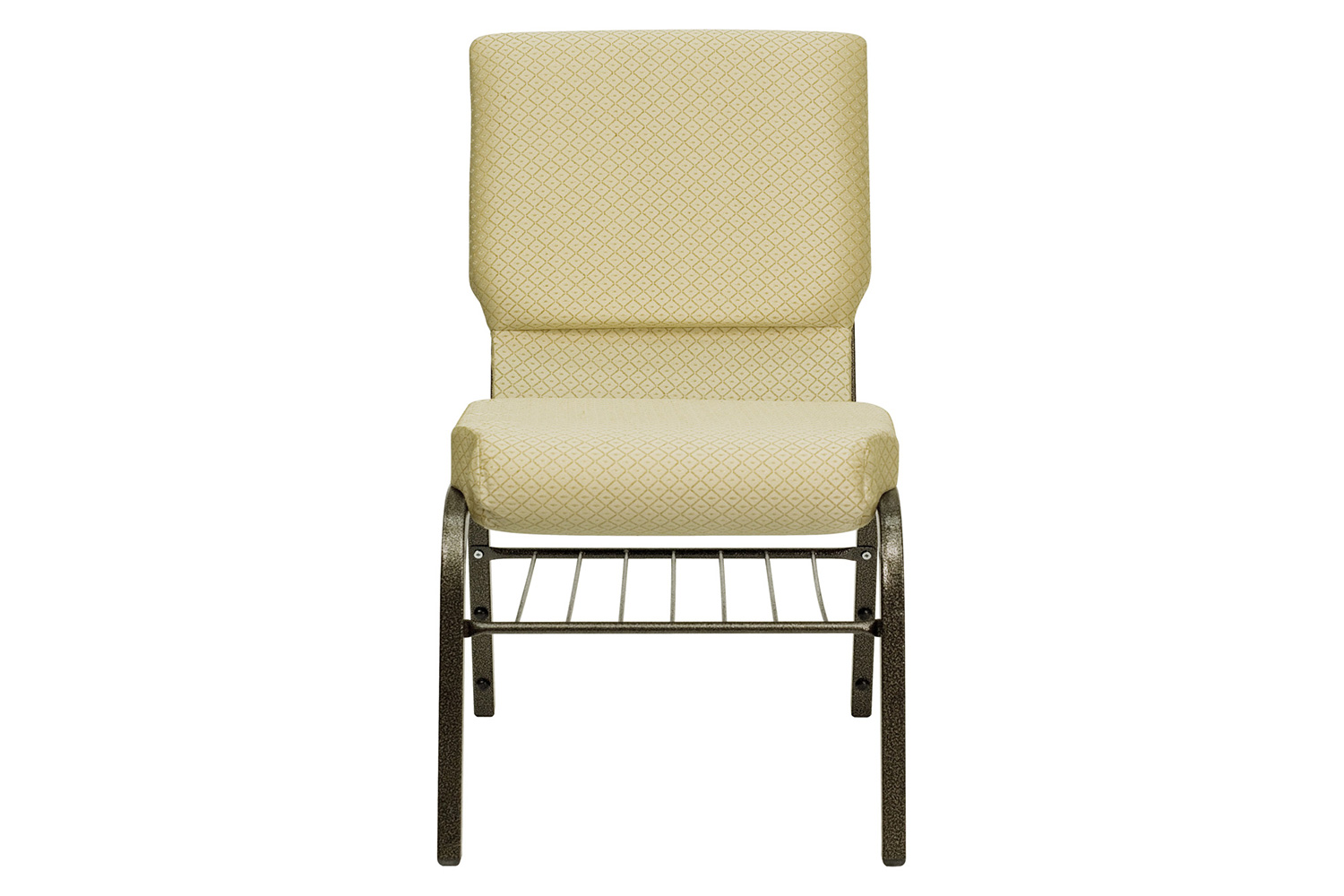 BLNK™ HERCULES Series Fabric Church Chair with Book Rack and Gold Vein Frame - Beige Patterned