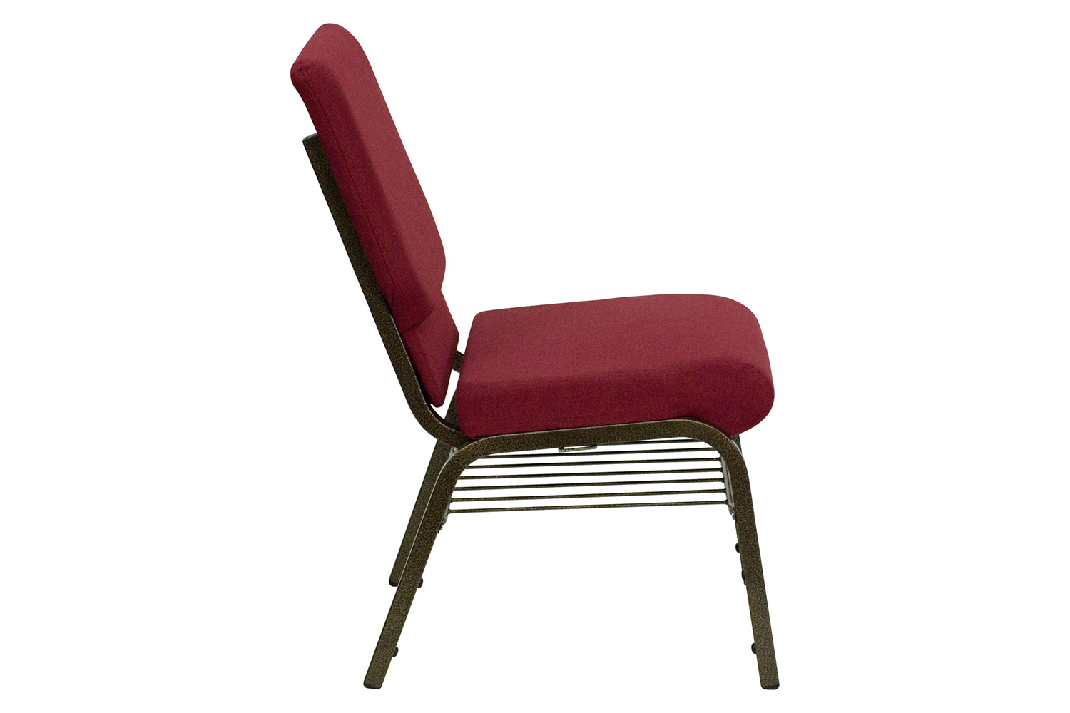 BLNK™ HERCULES Series Fabric Church Chair with Book Rack and Gold Vein Frame - Burgundy