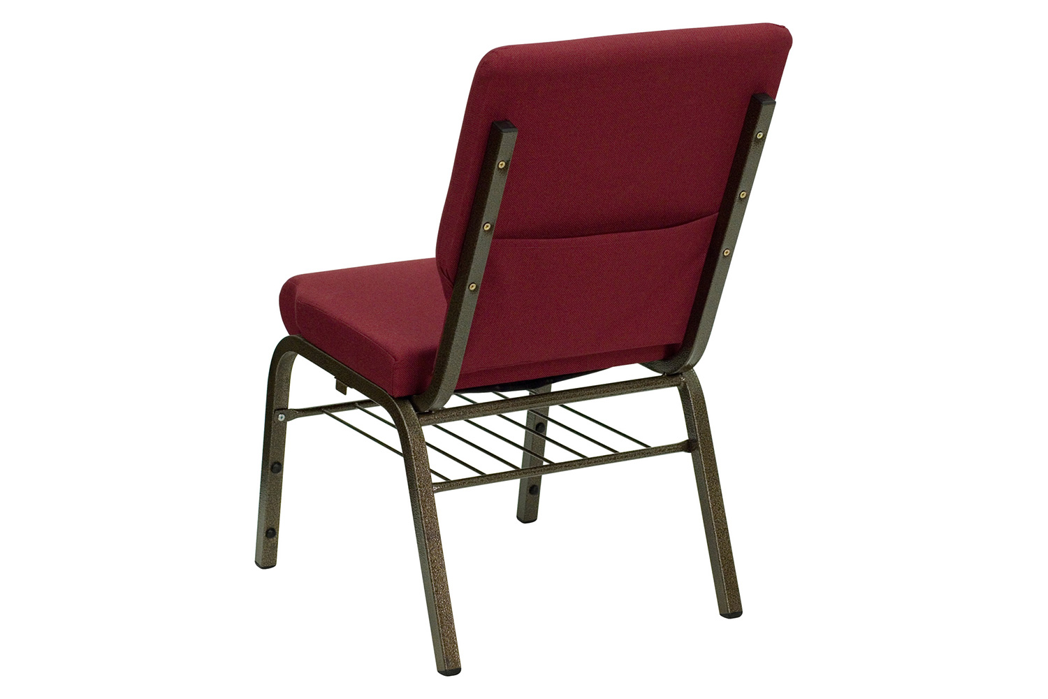 BLNK™ HERCULES Series Fabric Church Chair with Book Rack and Gold Vein Frame - Burgundy