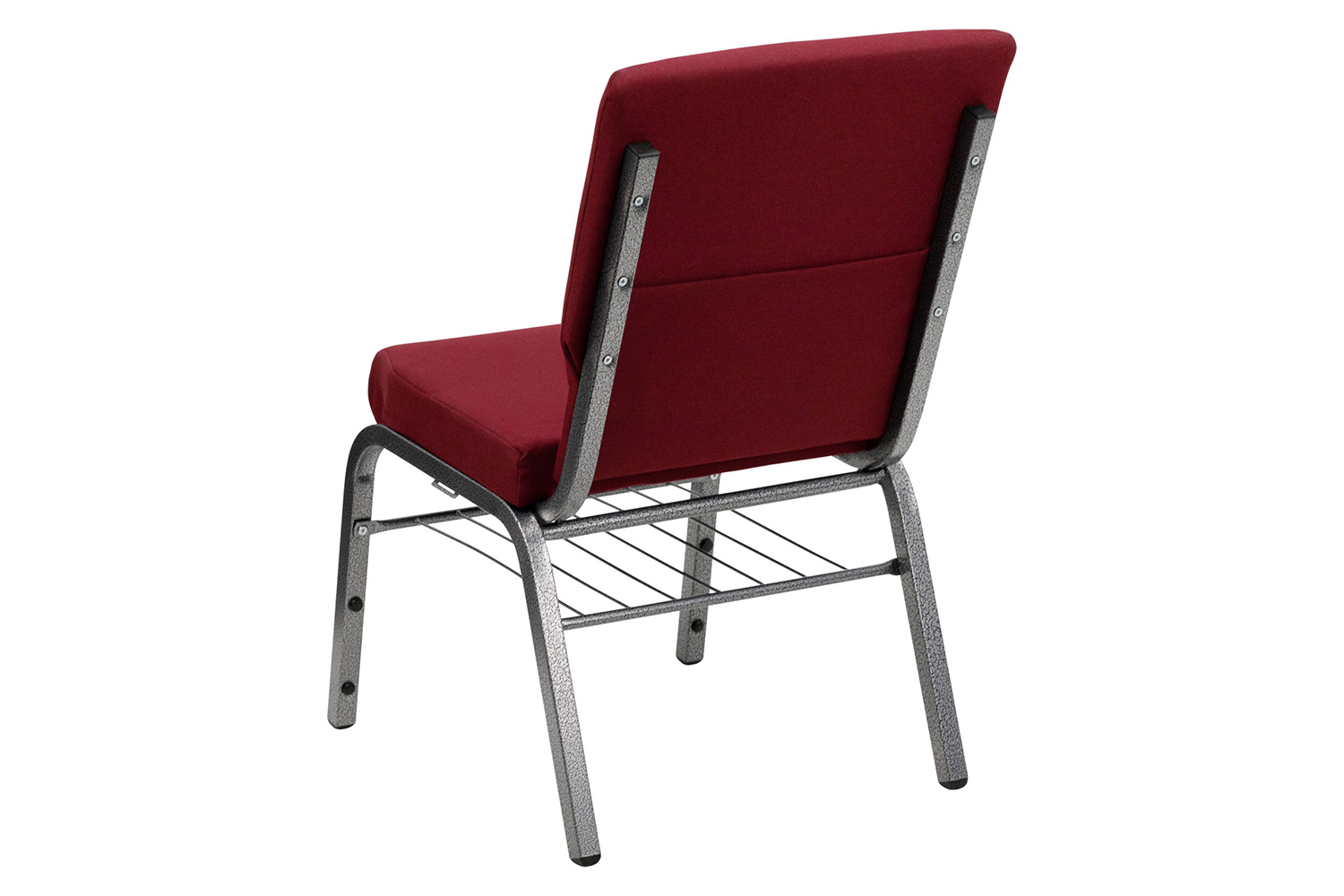 BLNK™ HERCULES Series Fabric Church Chair with Book Rack and Silver Vein Frame - Burgundy