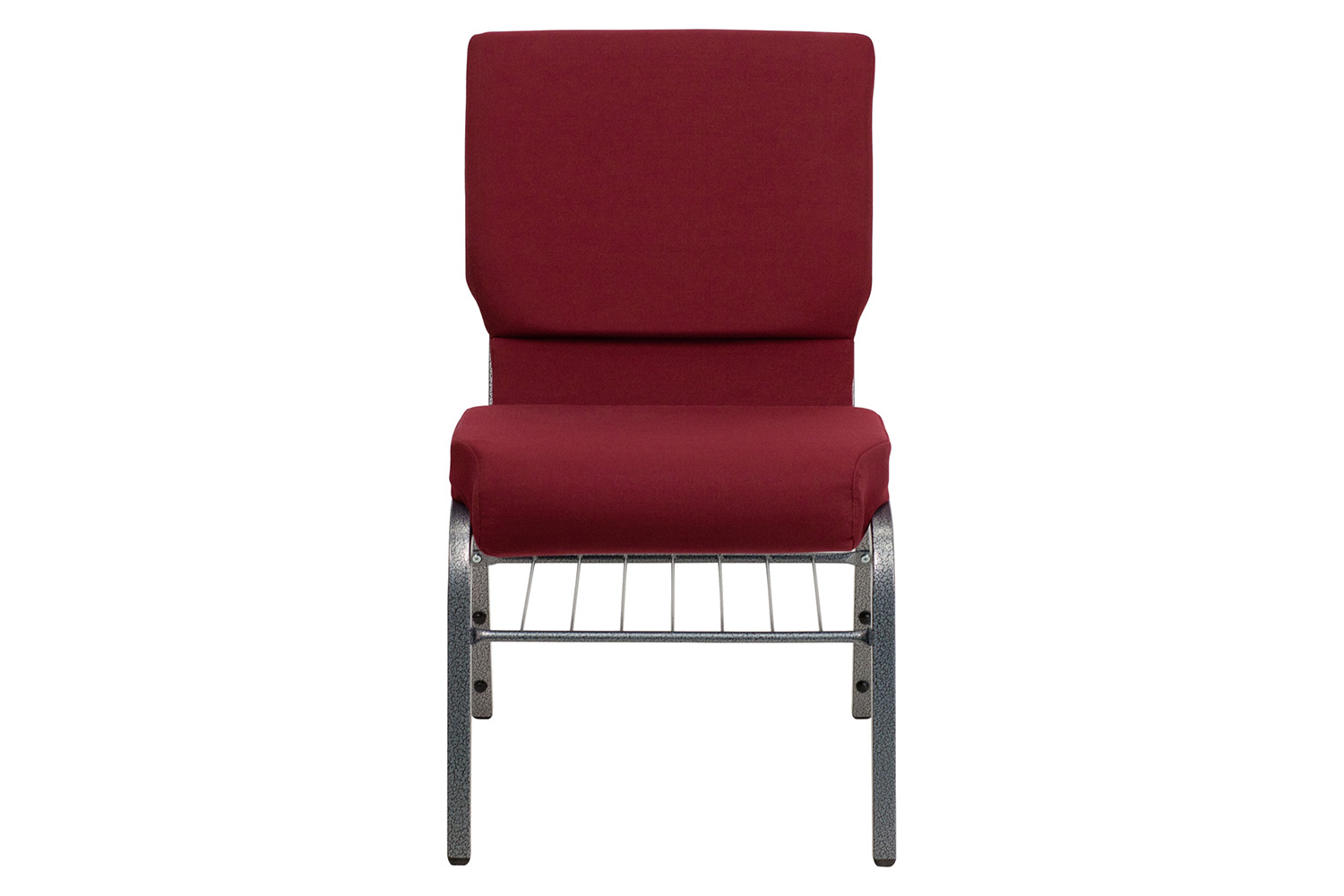 BLNK™ HERCULES Series Fabric Church Chair with Book Rack and Silver Vein Frame - Burgundy