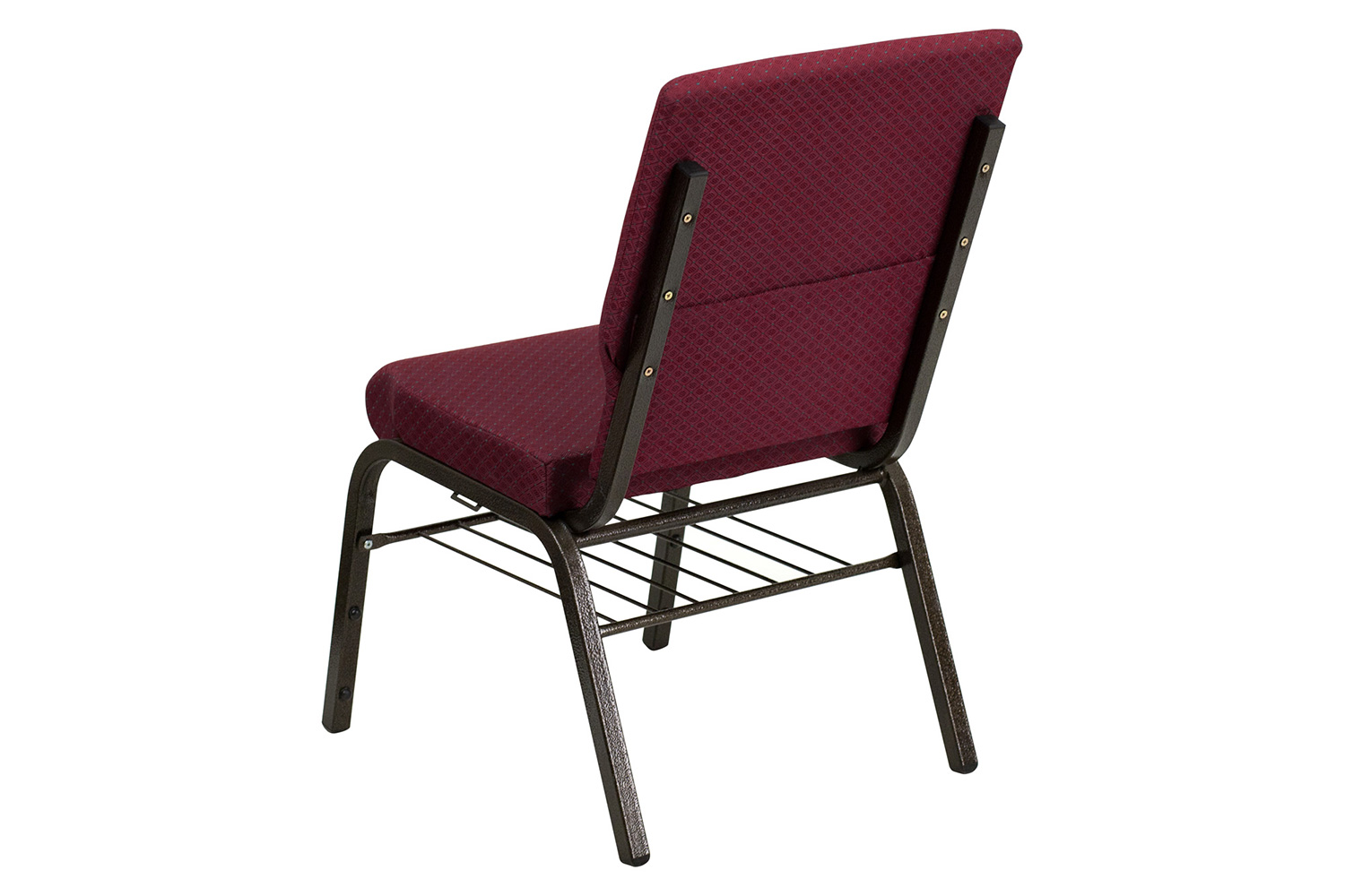 BLNK™ HERCULES Series Fabric Church Chair with Book Rack and Gold Vein Frame - Burgundy Patterned