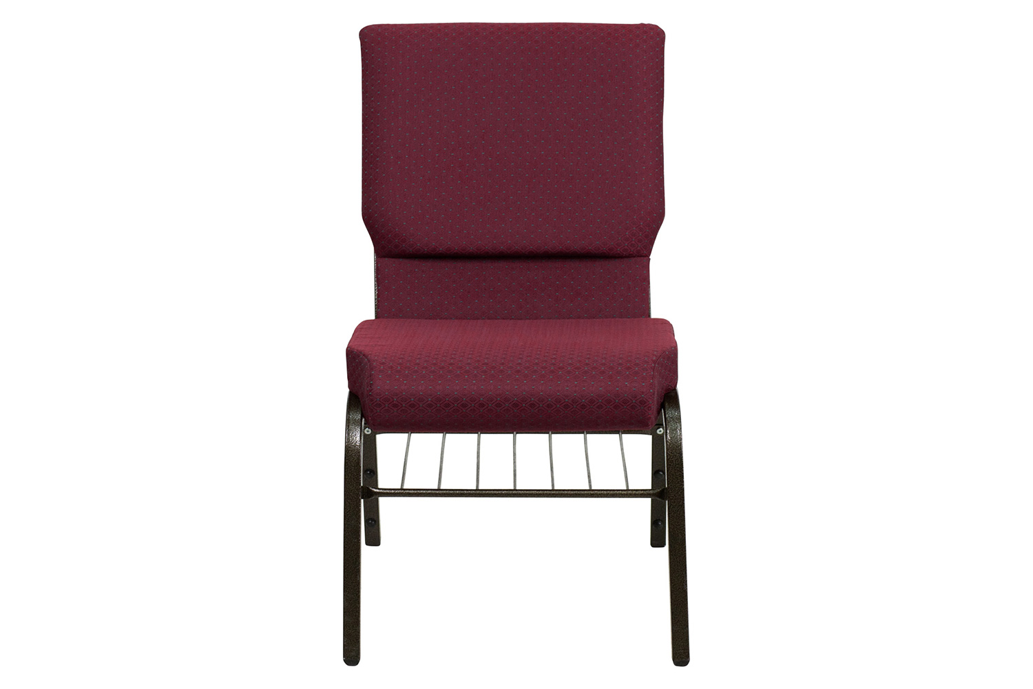 BLNK™ HERCULES Series Fabric Church Chair with Book Rack and Gold Vein Frame - Burgundy Patterned