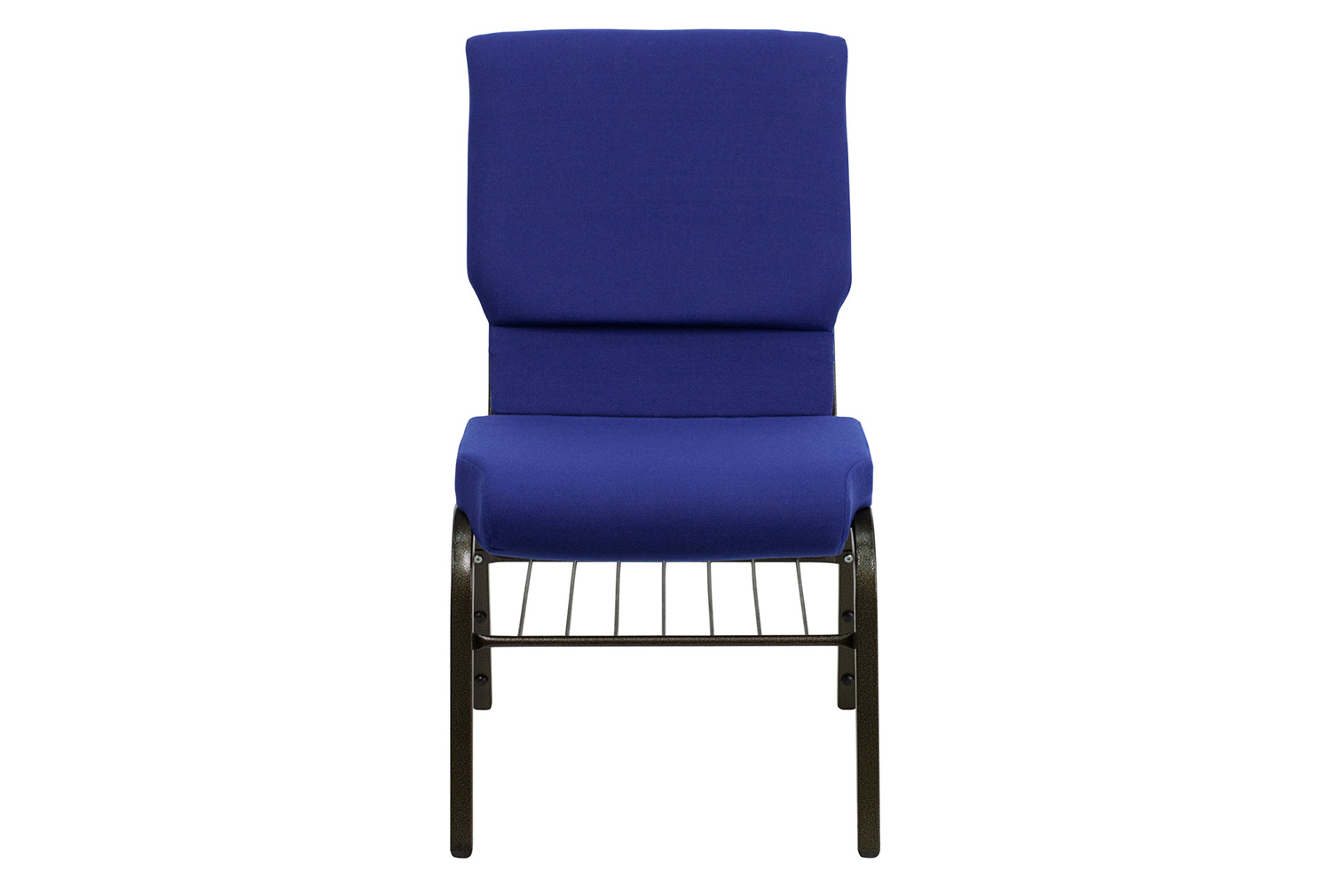 BLNK™ HERCULES Series Fabric Church Chair with Book Rack and Gold Vein Frame - Navy Blue