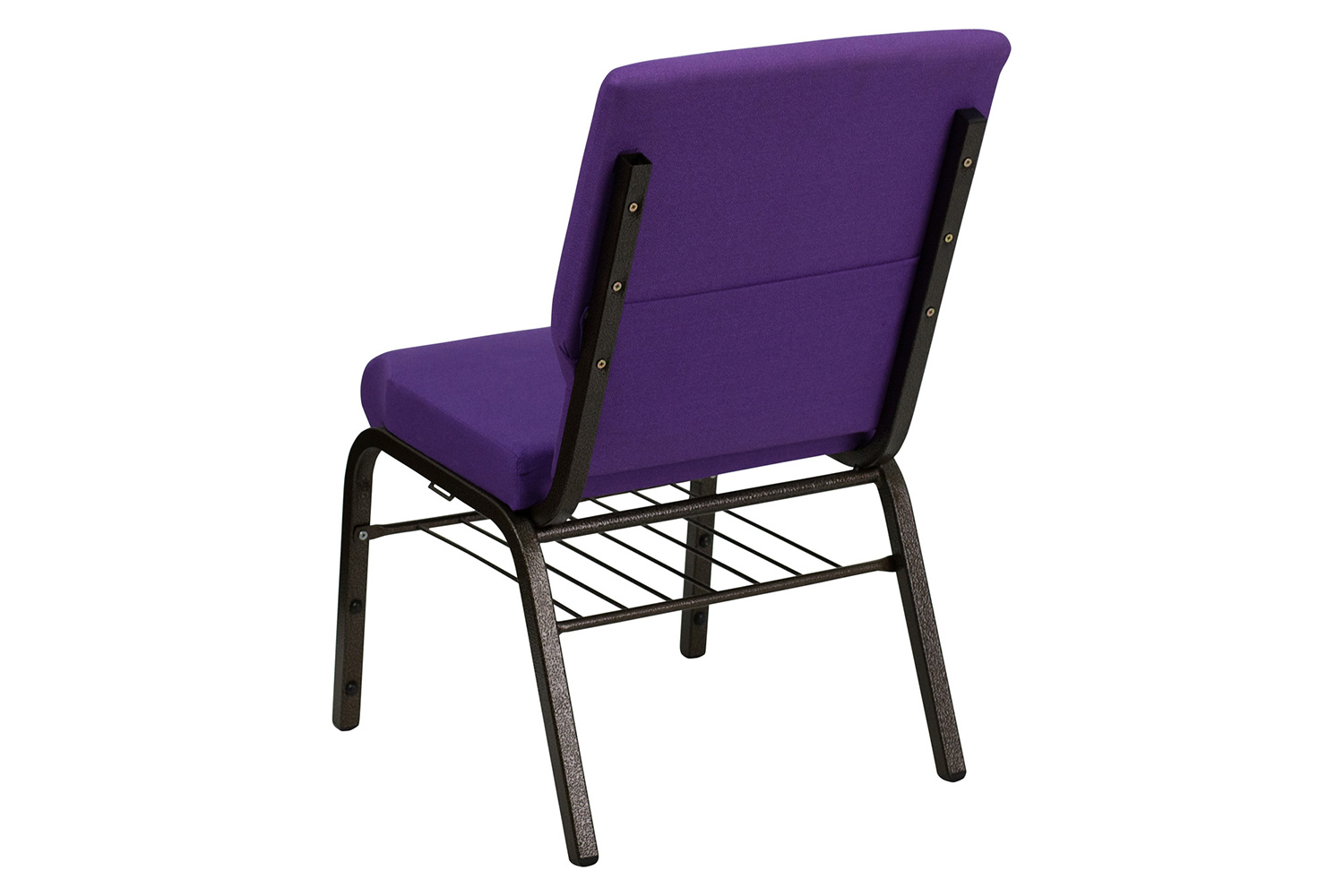 BLNK™ HERCULES Series Fabric Church Chair with Book Rack and Gold Vein Frame - Purple