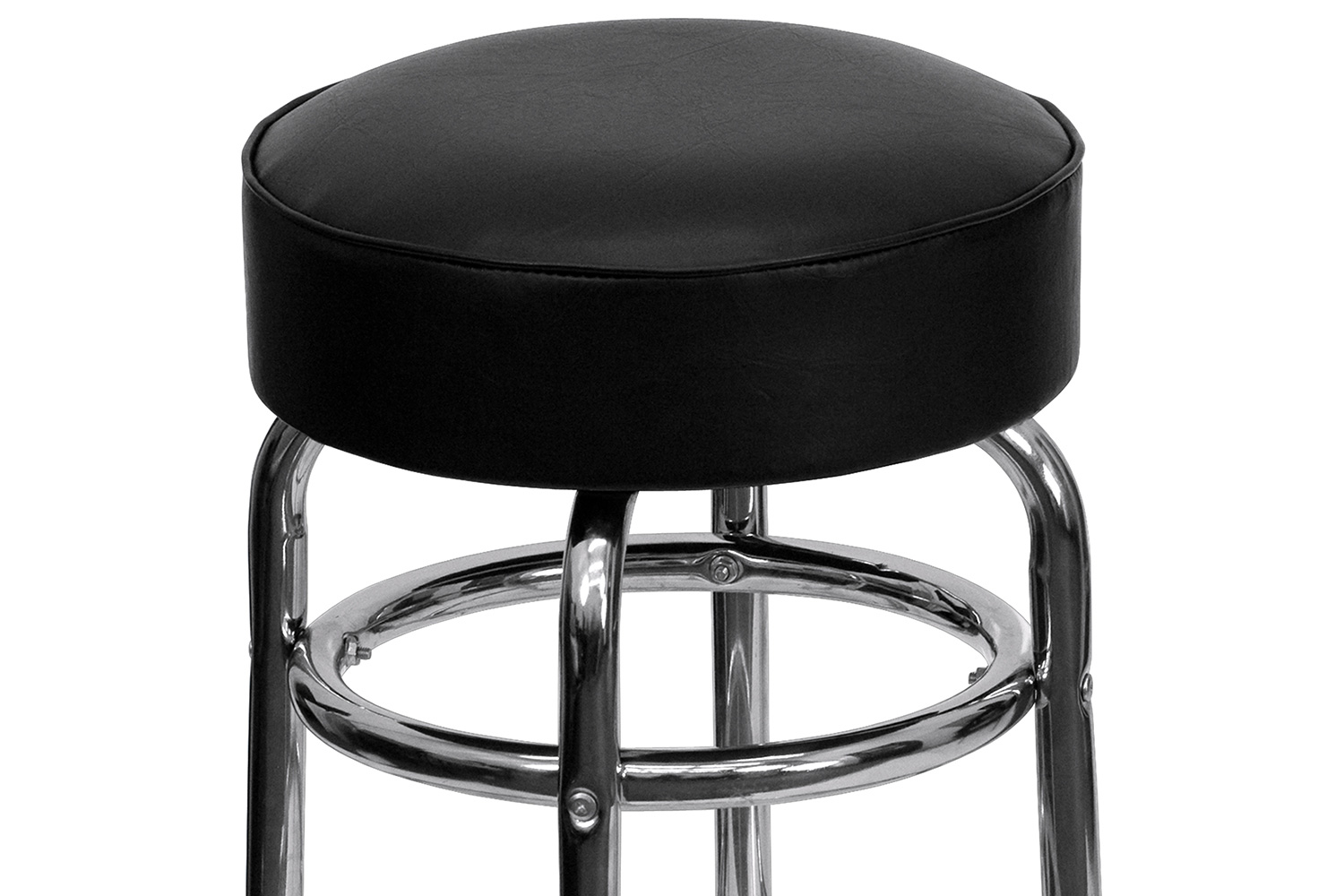 BLNK Bruno Double Ring Chrome Bar Stool - Black