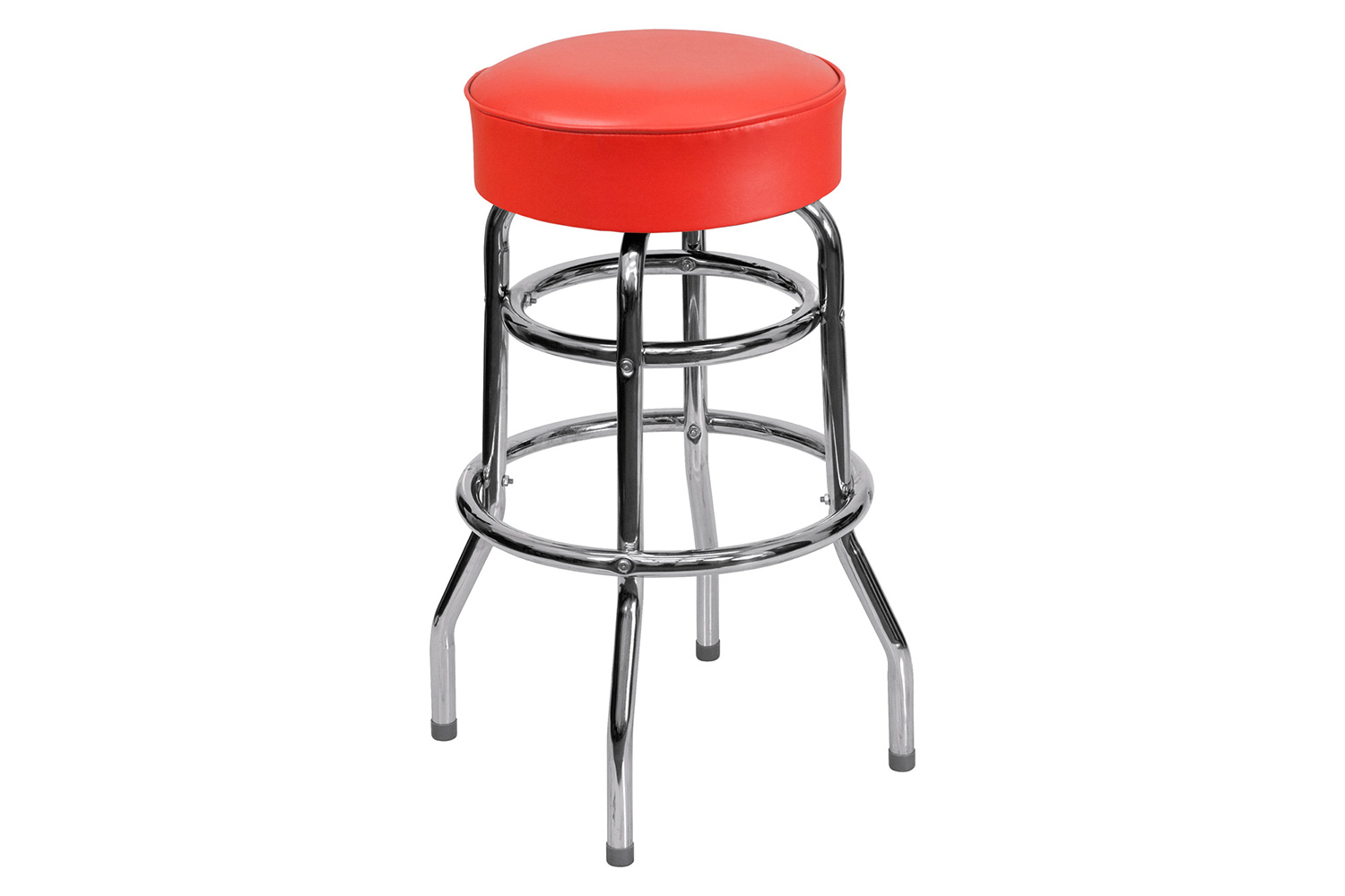 BLNK Bruno Double Ring Chrome Bar Stool - Red