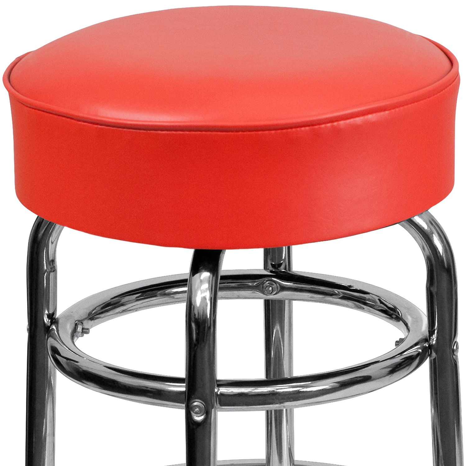 BLNK Bruno Double Ring Chrome Bar Stool - Red