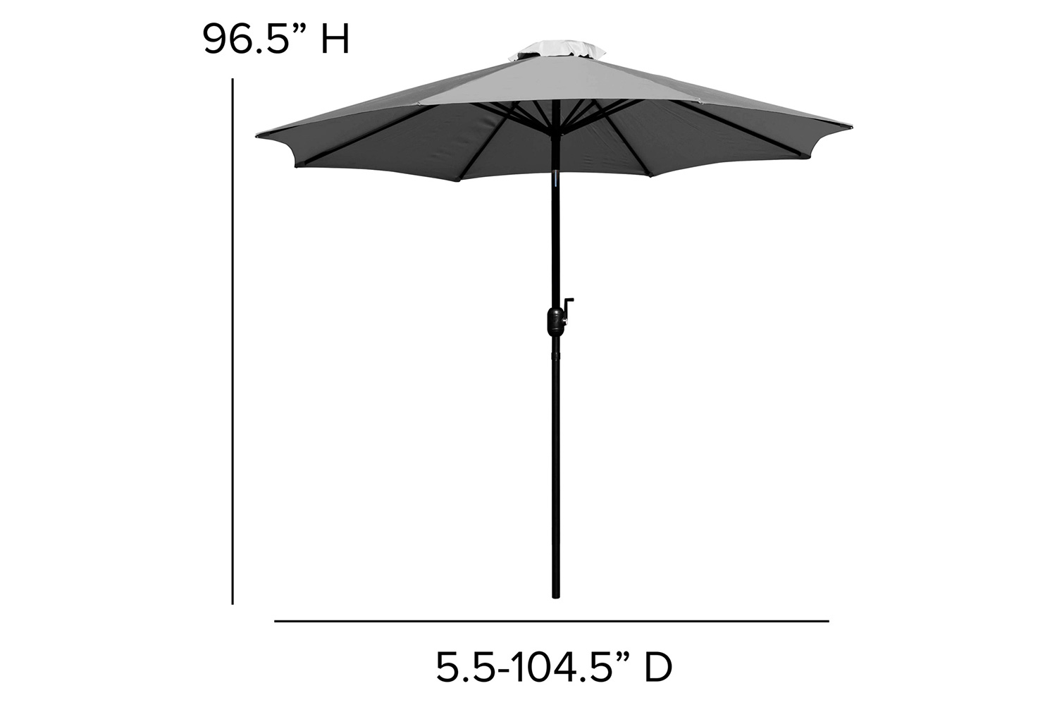 BLNK Lark Outdoor Patio Dining Table Set with 4 Synthetic Teak Stackable Chairs, 30" x 48" Table, Umbrella and Base - Gray