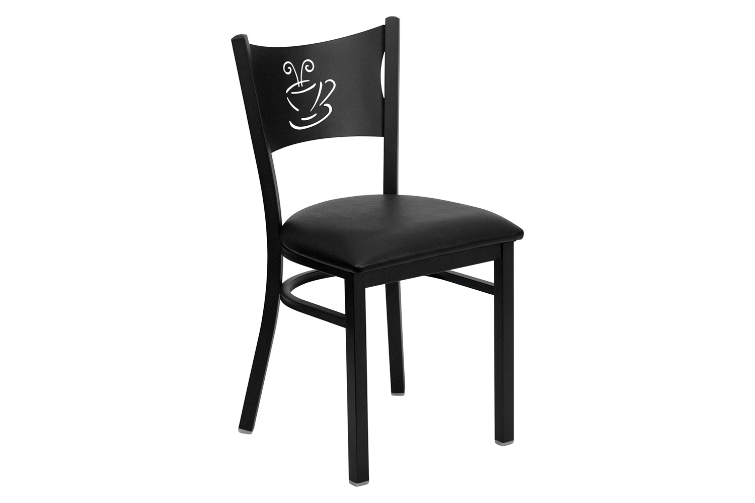 BLNK HERCULES Series Black Metal Coffee Back Restaurant Chair with Vinyl Seat