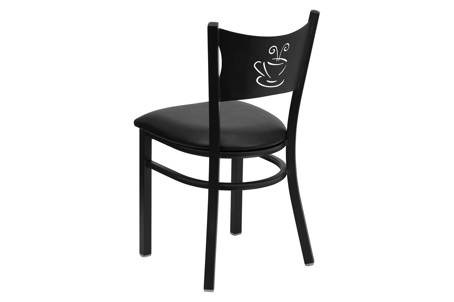 BLNK HERCULES Series Black Metal Coffee Back Restaurant Chair with Vinyl Seat - Black