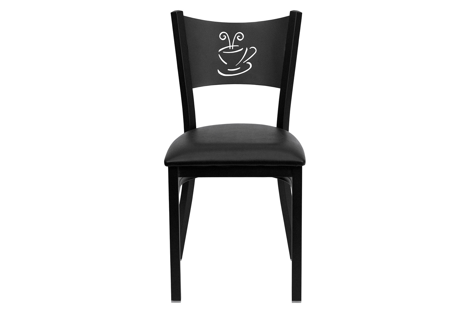 BLNK HERCULES Series Black Metal Coffee Back Restaurant Chair with Vinyl Seat - Black