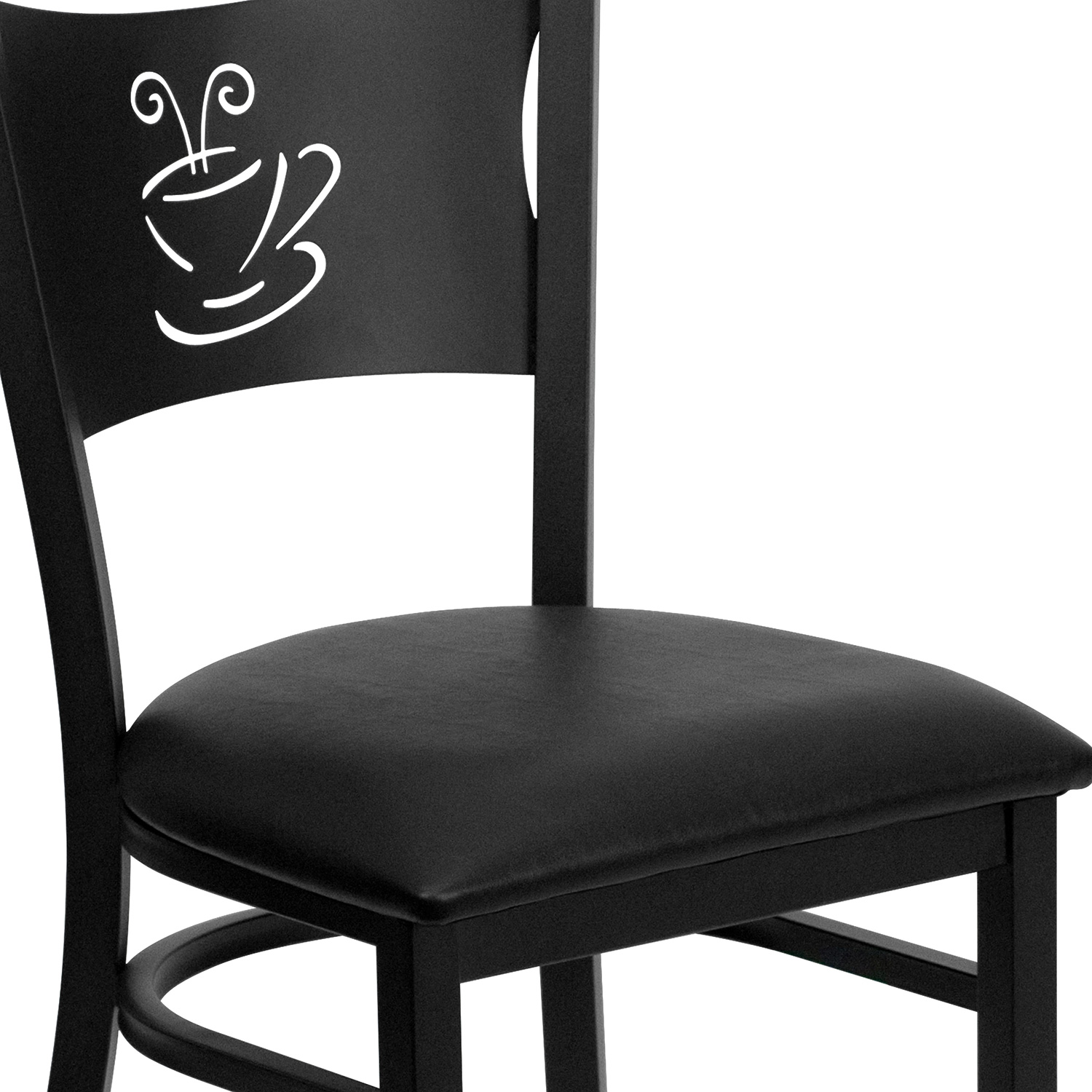 BLNK HERCULES Series Black Metal Coffee Back Restaurant Chair with Vinyl Seat - Black