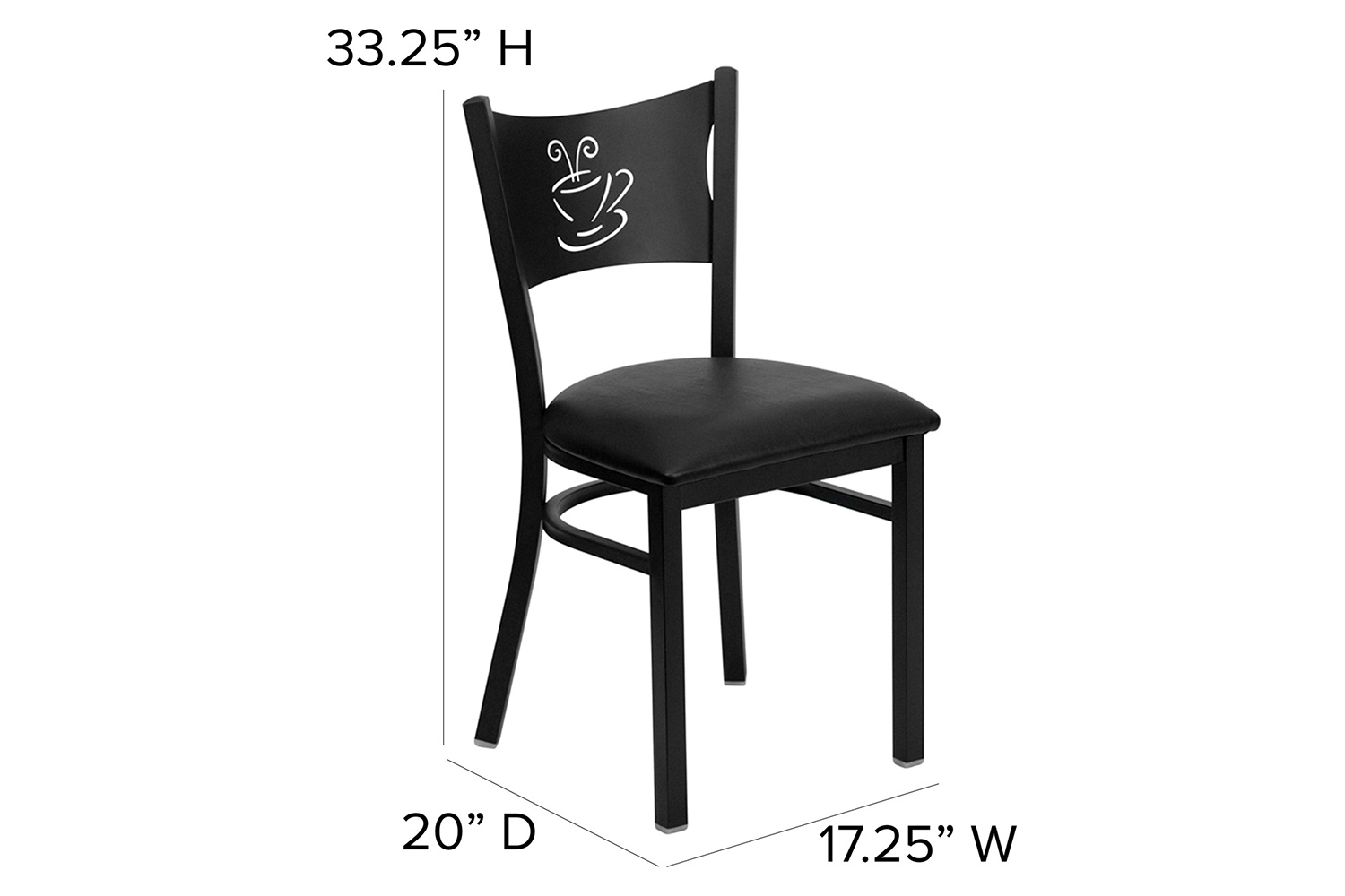 BLNK HERCULES Series Black Metal Coffee Back Restaurant Chair with Vinyl Seat - Black