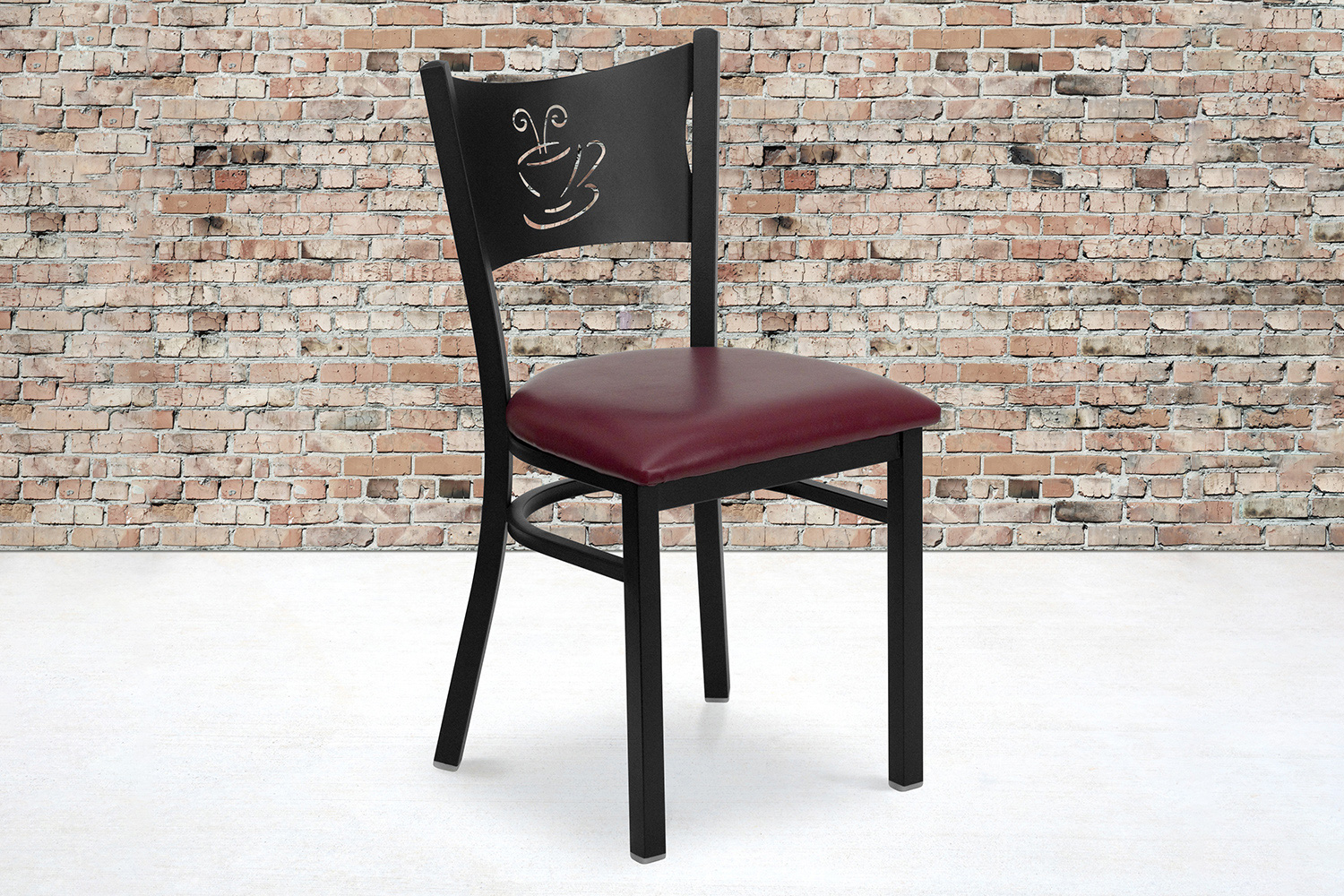 BLNK HERCULES Series Black Metal Coffee Back Restaurant Chair with Vinyl Seat