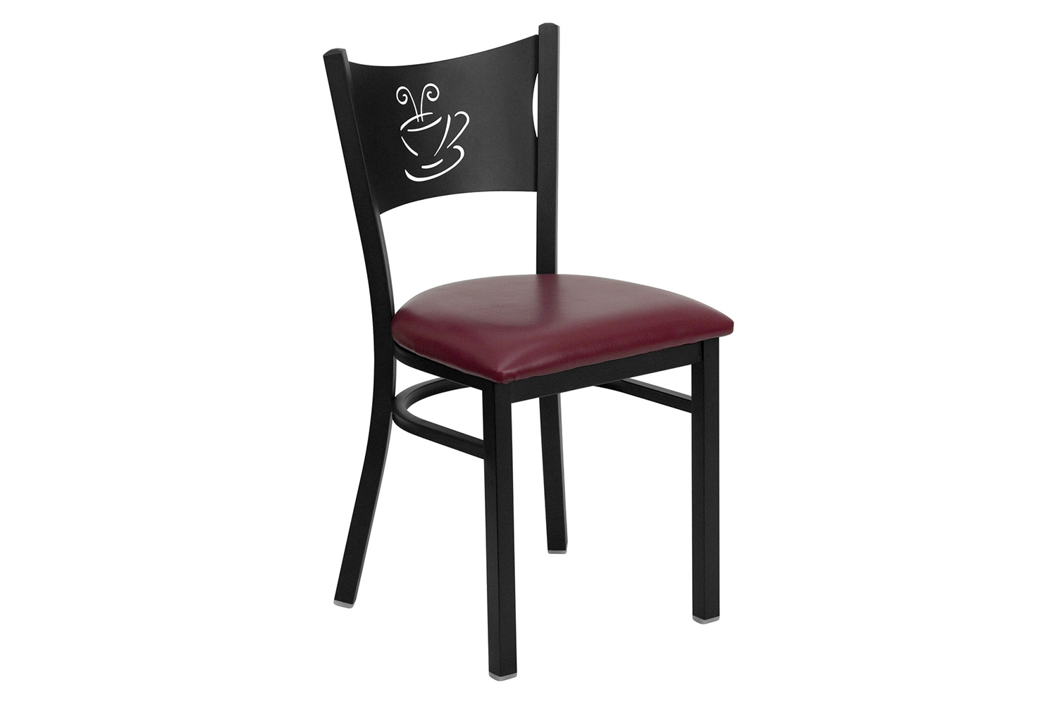 BLNK HERCULES Series Black Metal Coffee Back Restaurant Chair with Vinyl Seat - Burgundy