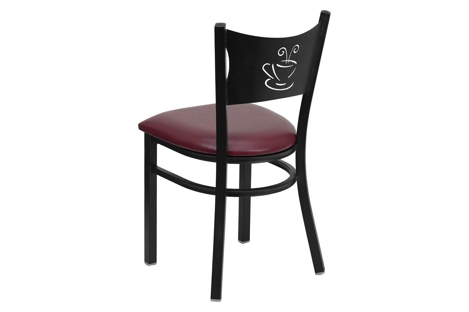 BLNK HERCULES Series Black Metal Coffee Back Restaurant Chair with Vinyl Seat - Burgundy