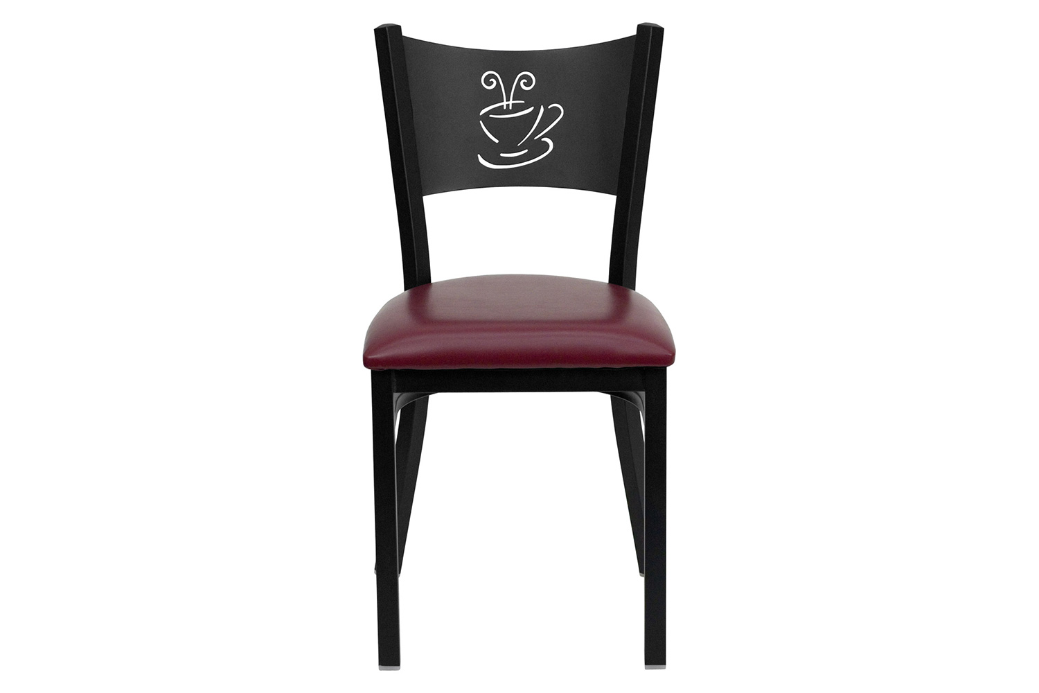 BLNK HERCULES Series Black Metal Coffee Back Restaurant Chair with Vinyl Seat - Burgundy