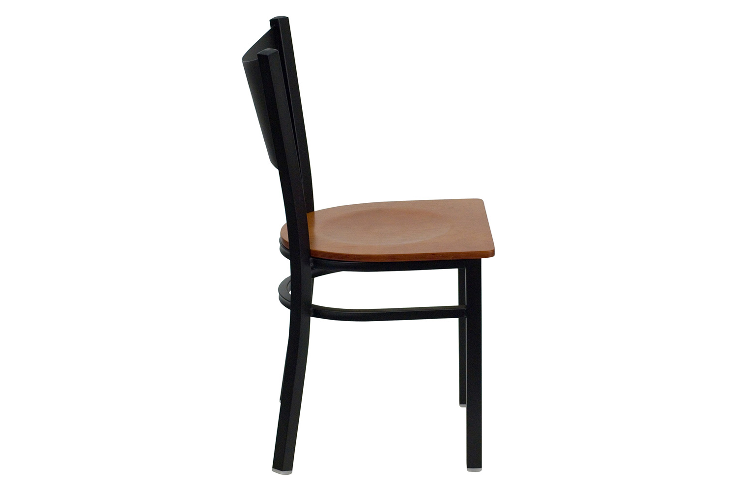 BLNK HERCULES Series Black Metal Coffee Back Restaurant Chair with Wood Seat - Cherry