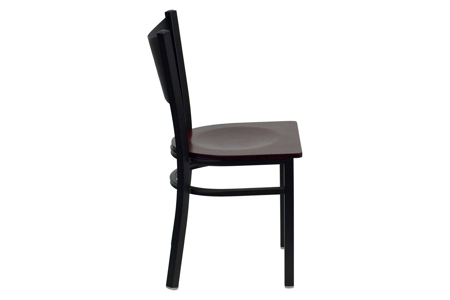 BLNK HERCULES Series Black Metal Coffee Back Restaurant Chair with Wood Seat - Mahogany