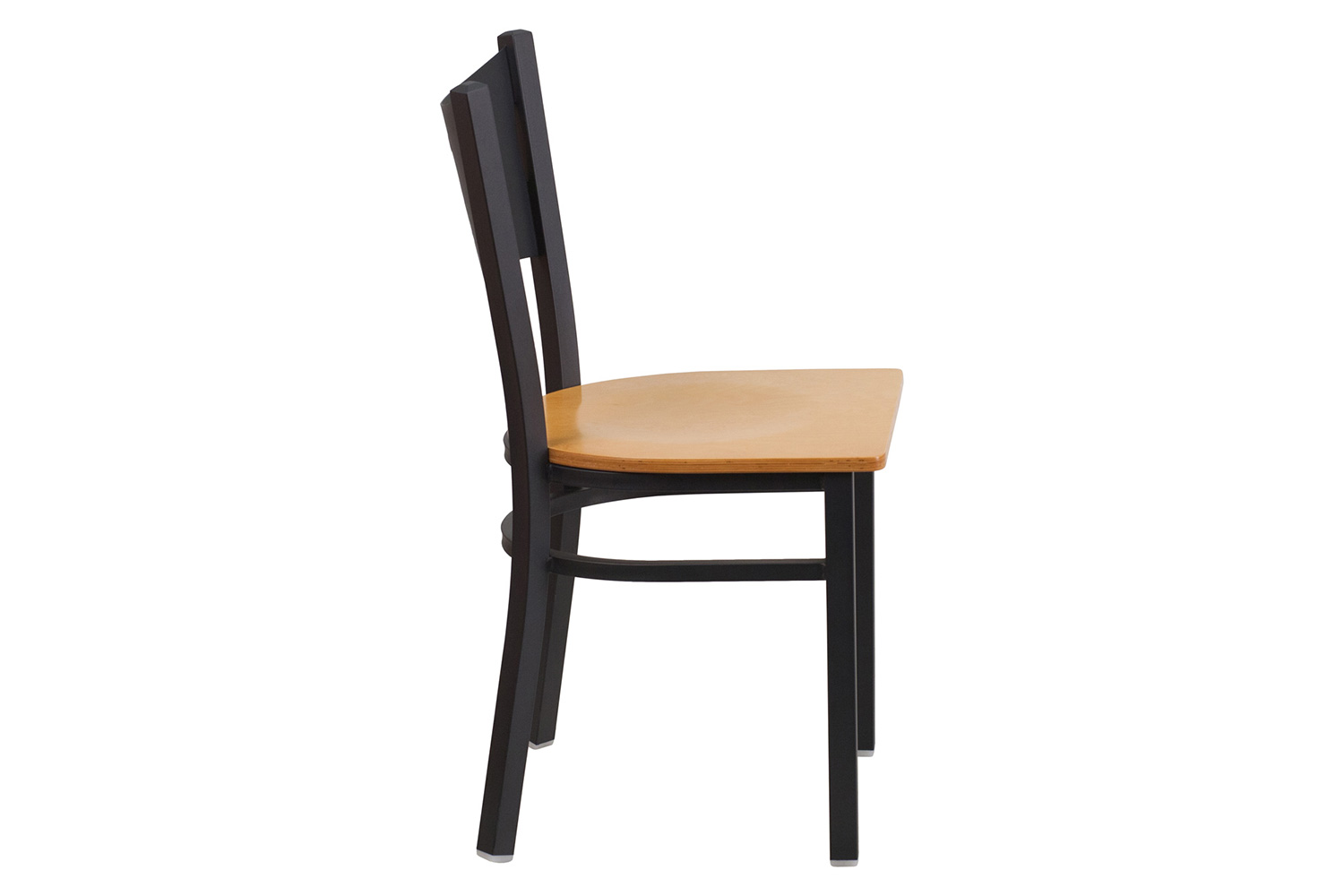 BLNK HERCULES Series Black Metal Coffee Back Restaurant Chair with Wood Seat - Natural