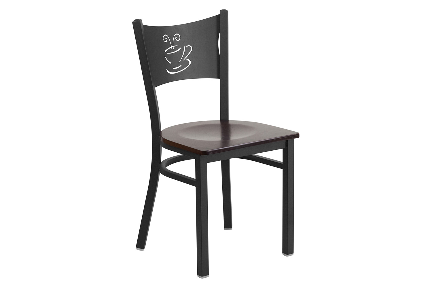 BLNK HERCULES Series Black Metal Coffee Back Restaurant Chair with Wood Seat