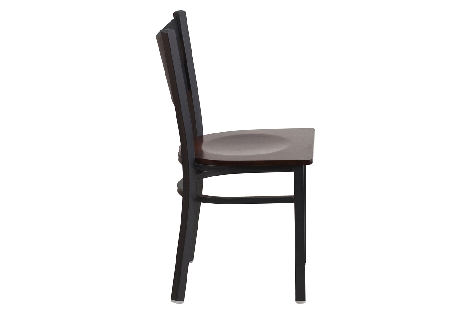 BLNK HERCULES Series Black Metal Coffee Back Restaurant Chair with Wood Seat - Walnut