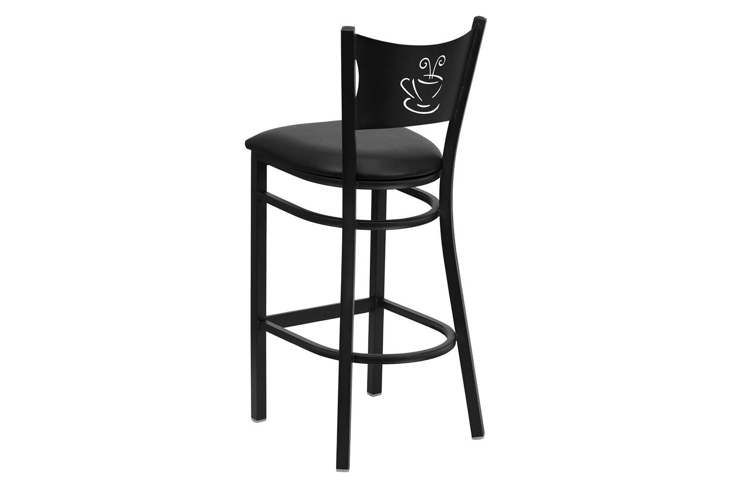 BLNK HERCULES Series Black Metal Coffee Back Restaurant Bar Stool with Vinyl Seat - Black