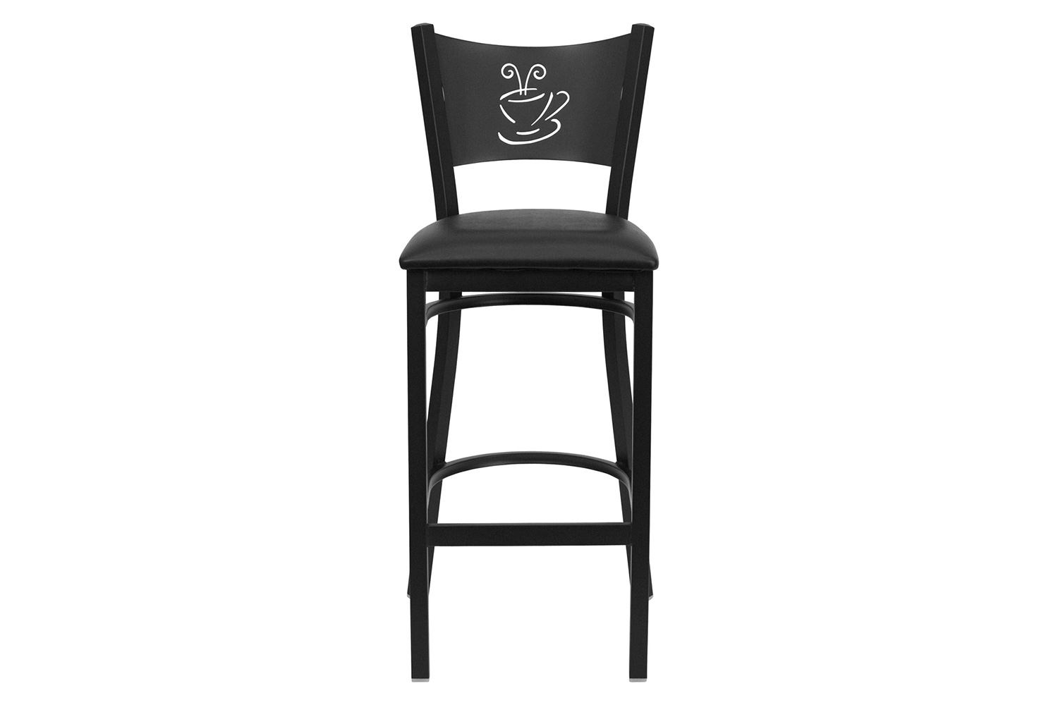 BLNK HERCULES Series Black Metal Coffee Back Restaurant Bar Stool with Vinyl Seat - Black