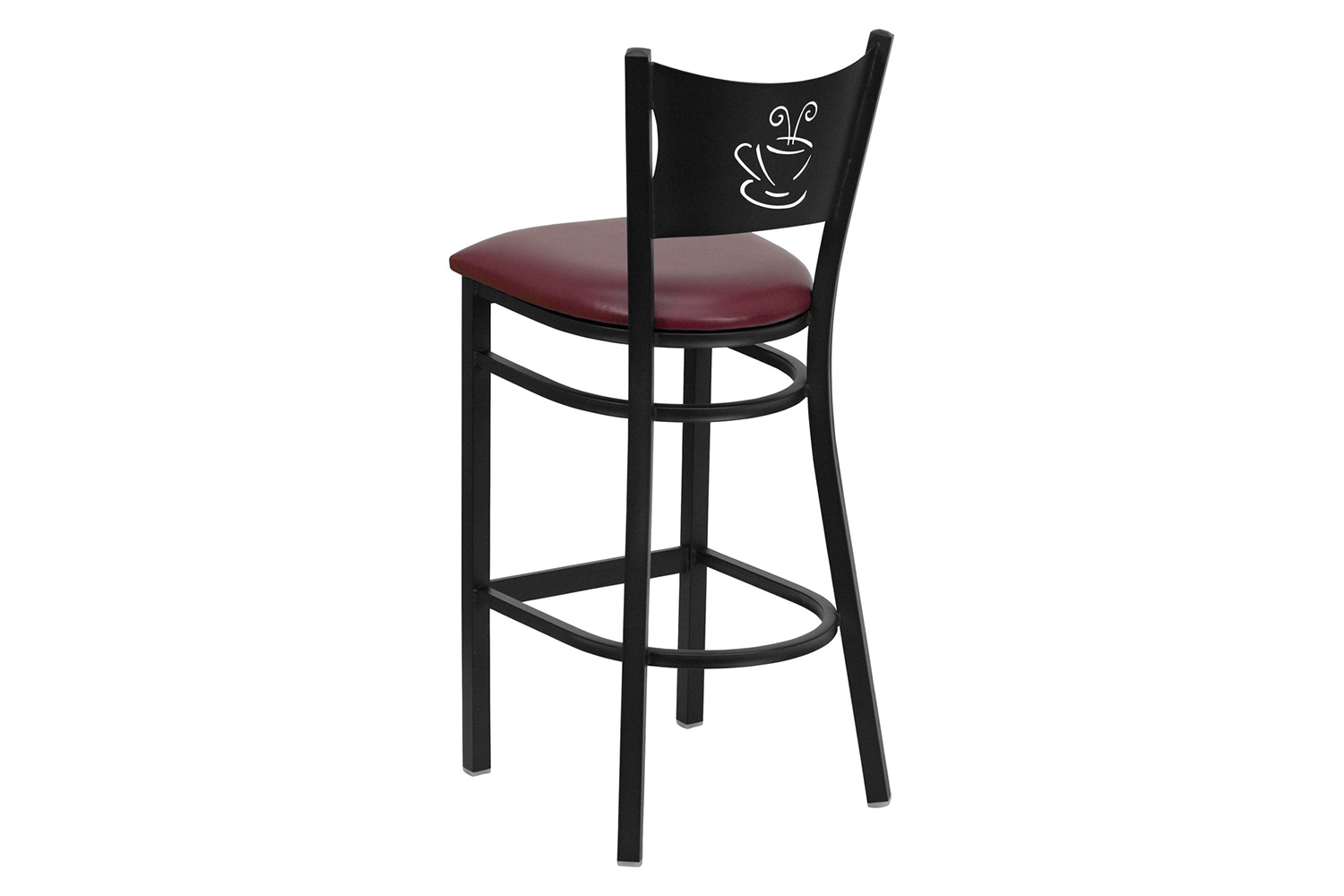 BLNK HERCULES Series Black Metal Coffee Back Restaurant Bar Stool with Vinyl Seat - Burgundy