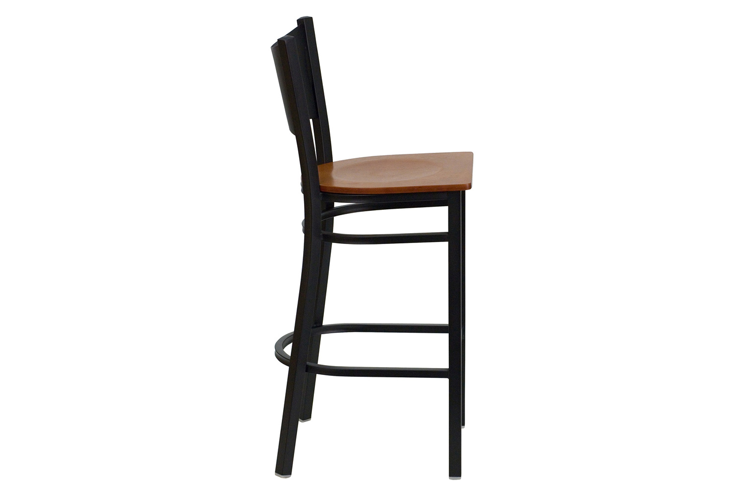 BLNK HERCULES Series Black Metal Coffee Back Restaurant Bar Stool with Wood Seat - Cherry