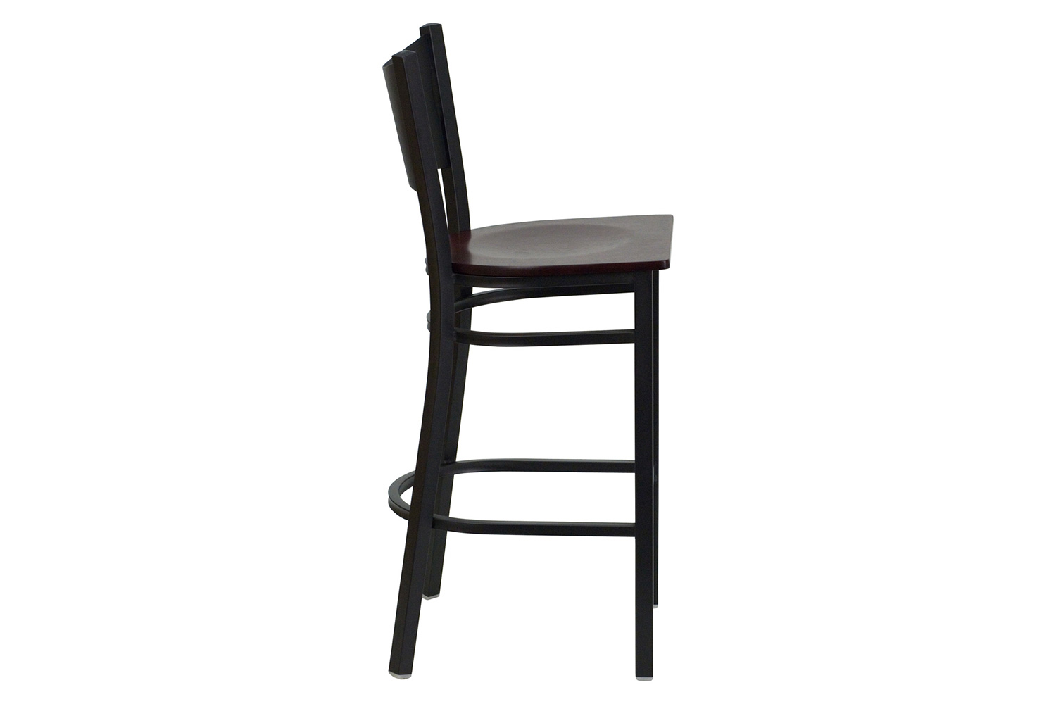 BLNK HERCULES Series Black Metal Coffee Back Restaurant Bar Stool with Wood Seat - Mahogany