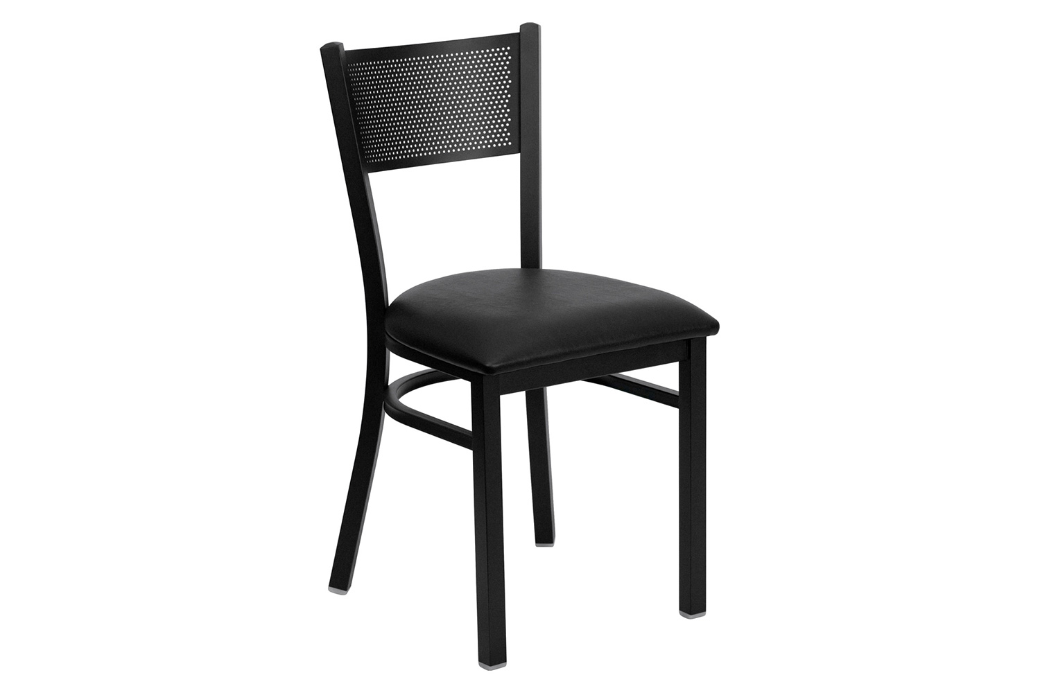 BLNK HERCULES Series Black Metal Grid Back Restaurant Chair with Vinyl Seat